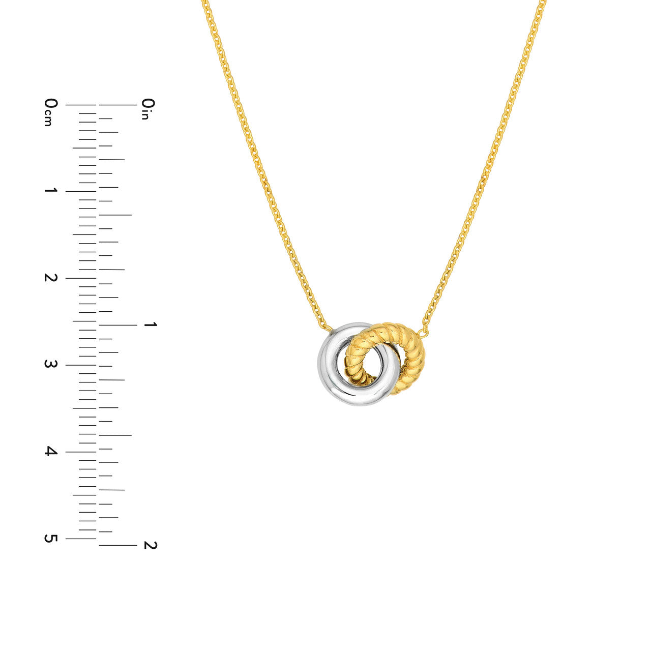 14K Gold Two-Tone Interlocking Circle Pendant Necklace - Queen May