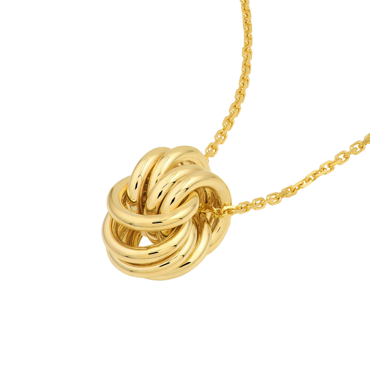 14K Yellow Gold Love Knot Pendant Cable Necklace - Queen May