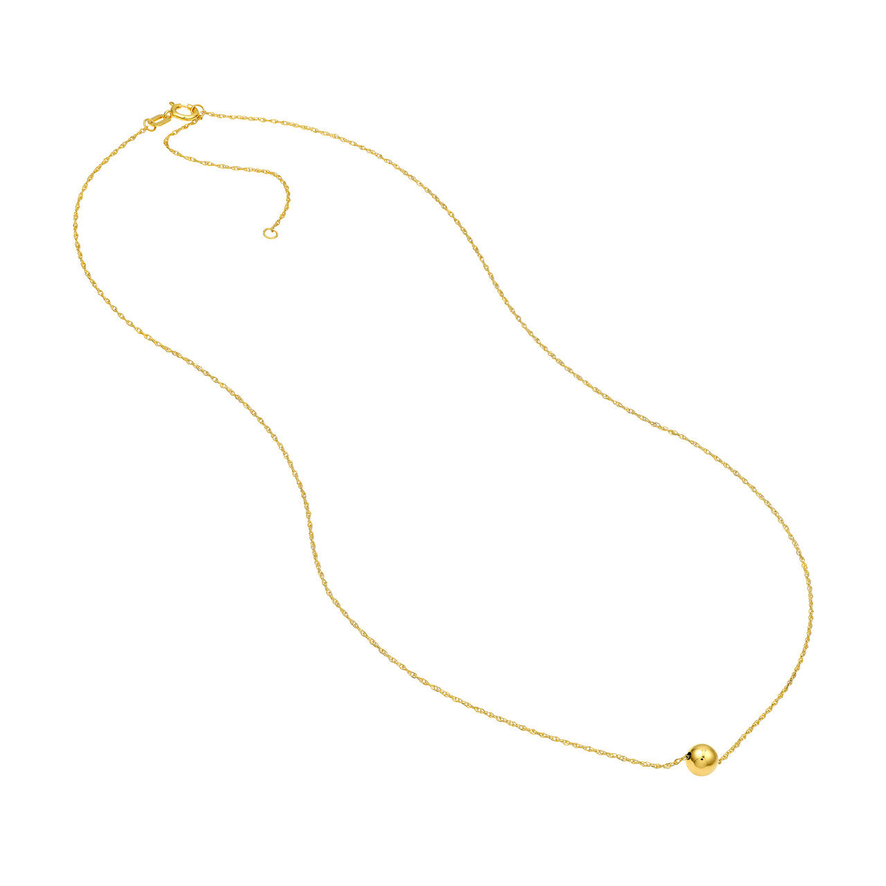 14K Yellow Gold Mini Puffy Bead Charm Necklace - Queen May