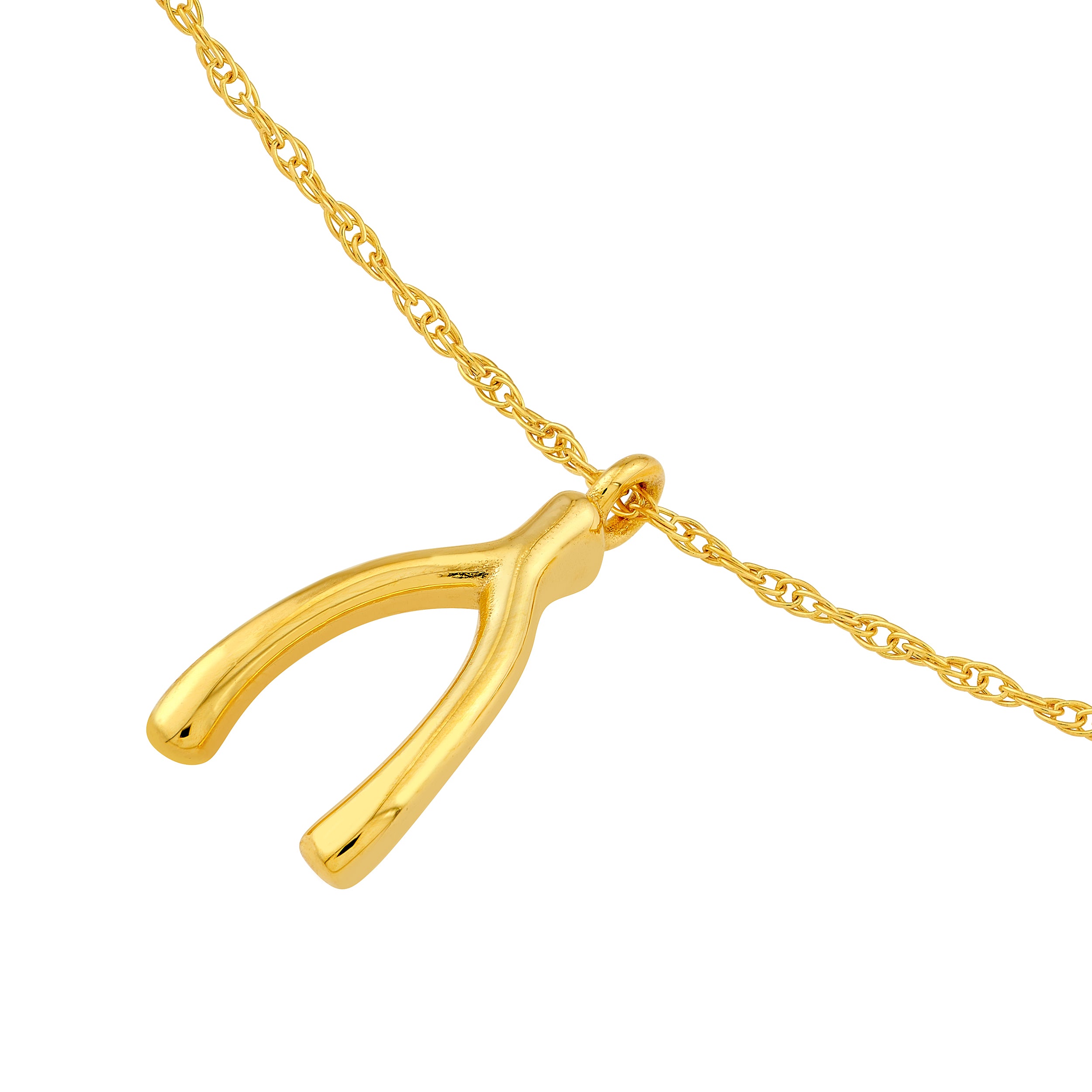 14K Yellow Gold Wishbone Pendant Necklace - Queen May