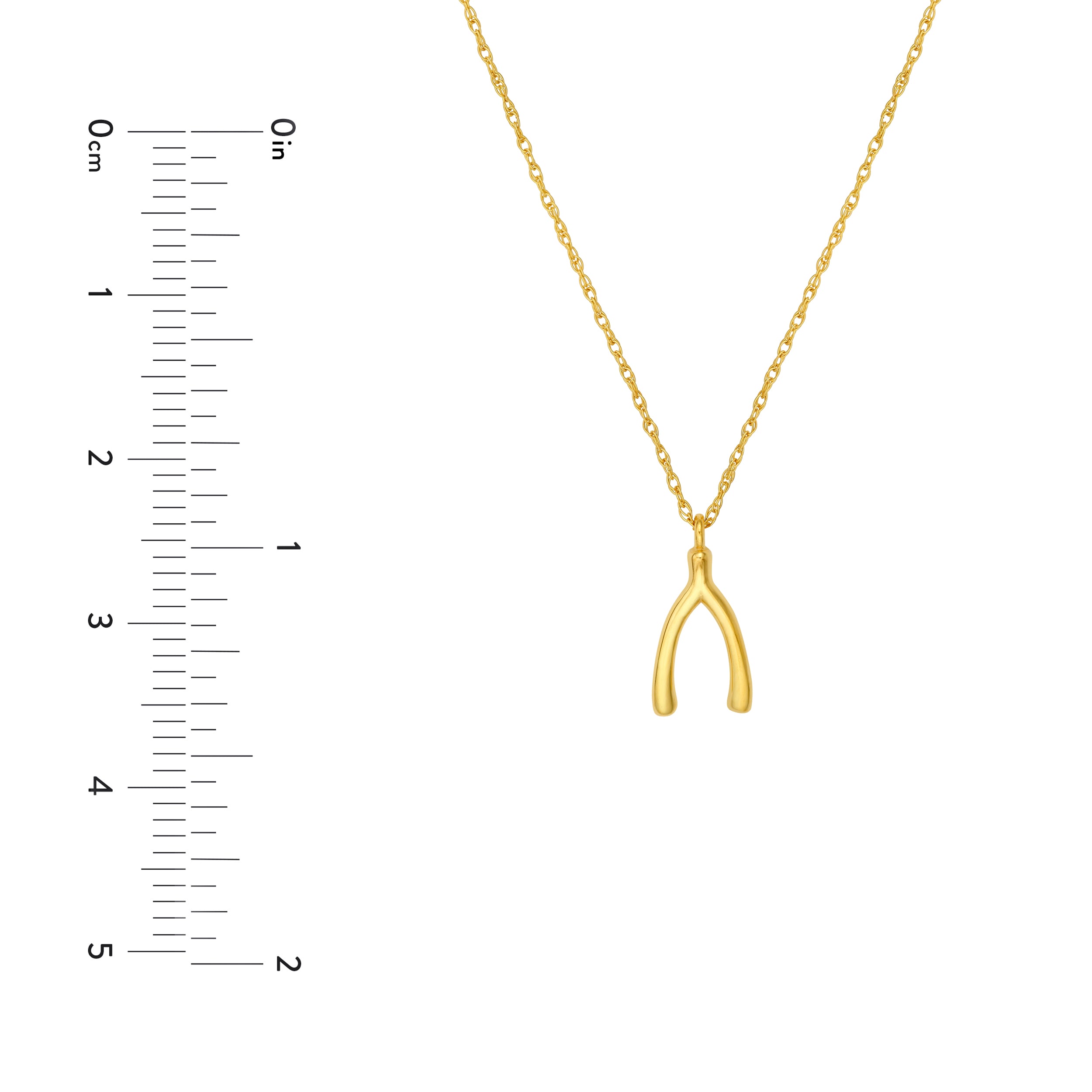 14K Yellow Gold Wishbone Pendant Necklace - Queen May
