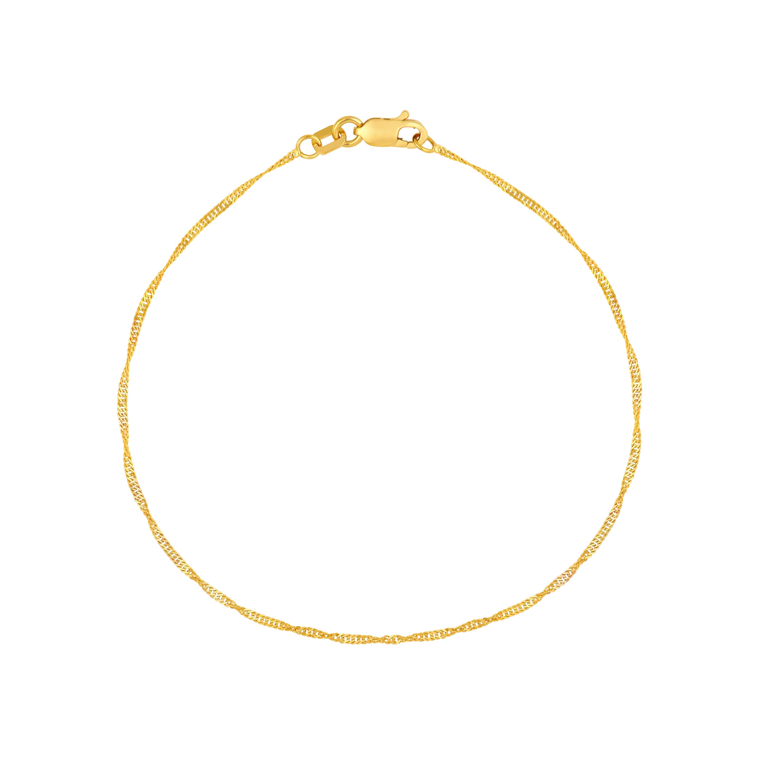 14K Yellow Gold 1.1mm Singapore Chain Stackable Bracelet - Queen May