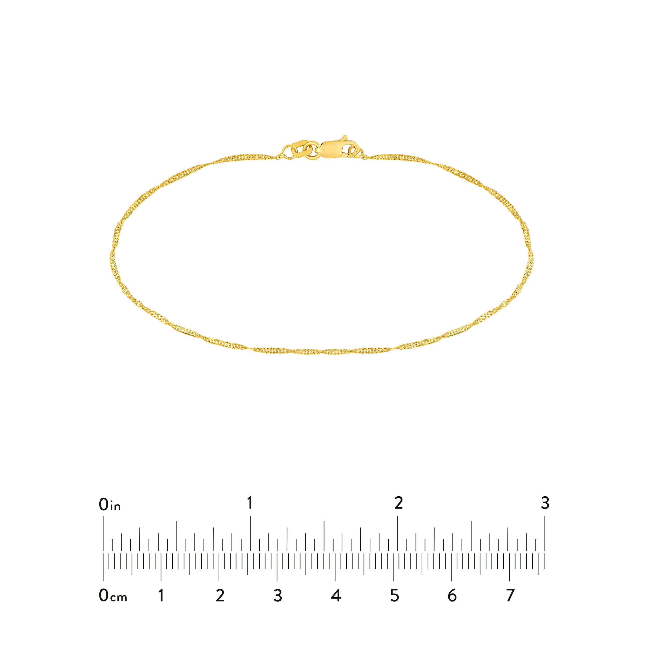 14K Yellow Gold 1.1mm Singapore Chain Stackable Bracelet - Queen May