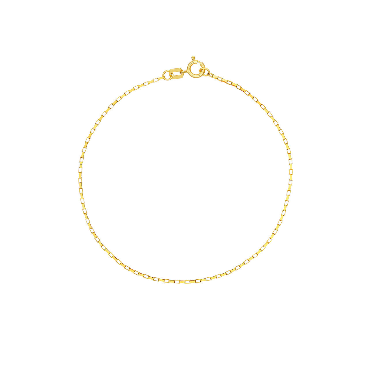 14K Yellow Gold 0.8mm Box Chain Stackable Bracelet - Queen May