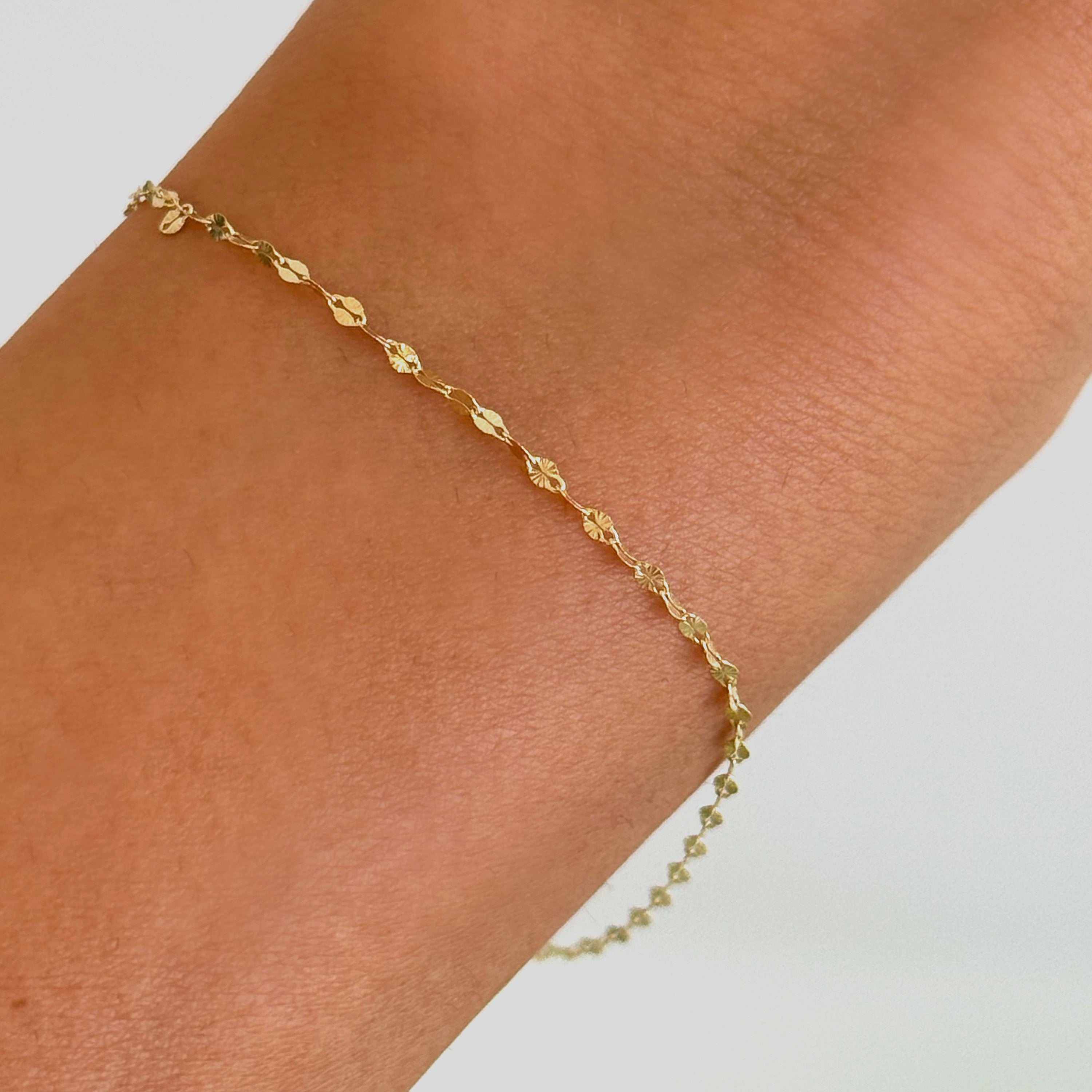 14K Gold Mini Mirror Chain Bracelet