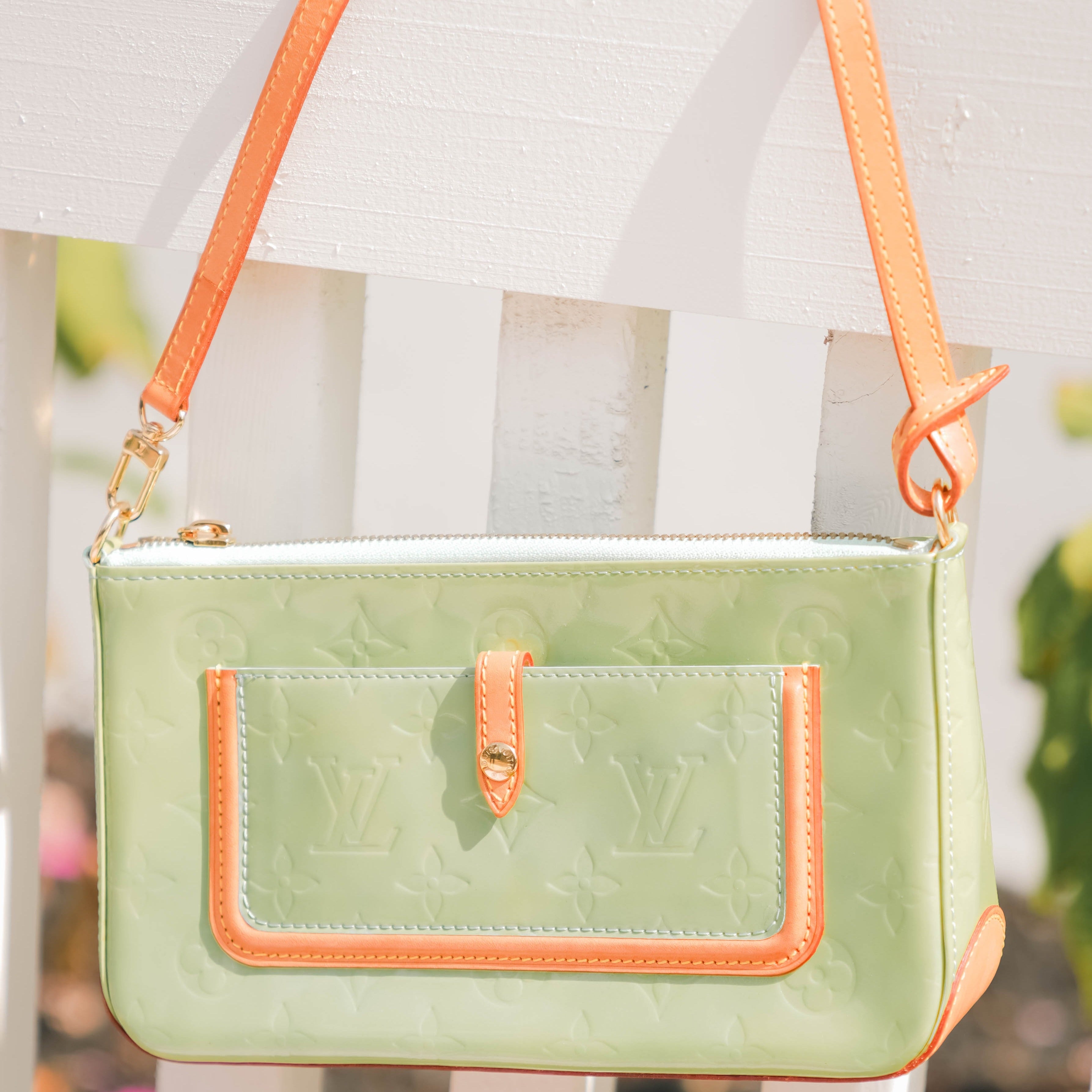 Rare Louis Vuitton Mallory Square Vernis Clutch Peppermint - Queen May