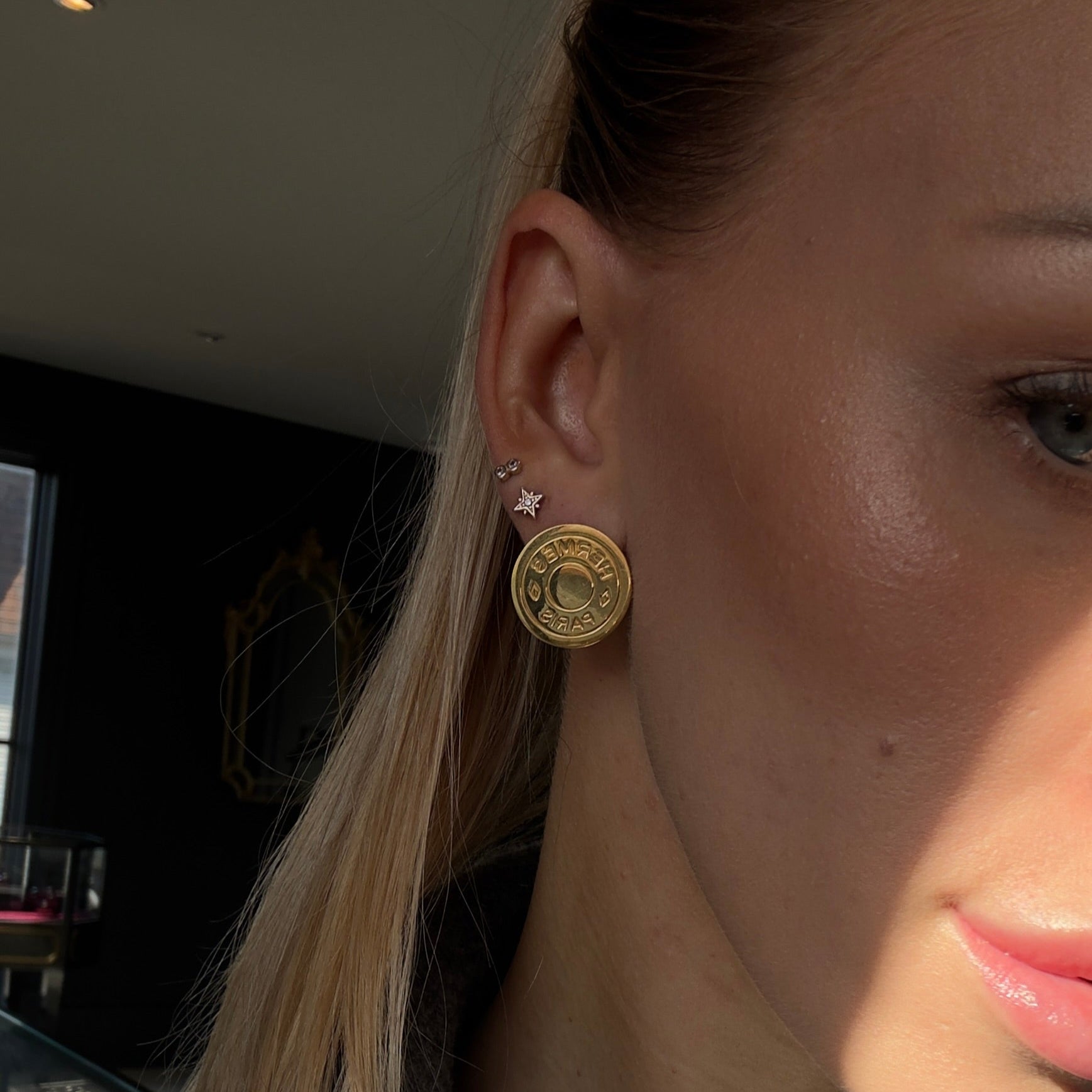 Hermes 2000 Gold Logo Clip On Earrings - Queen May