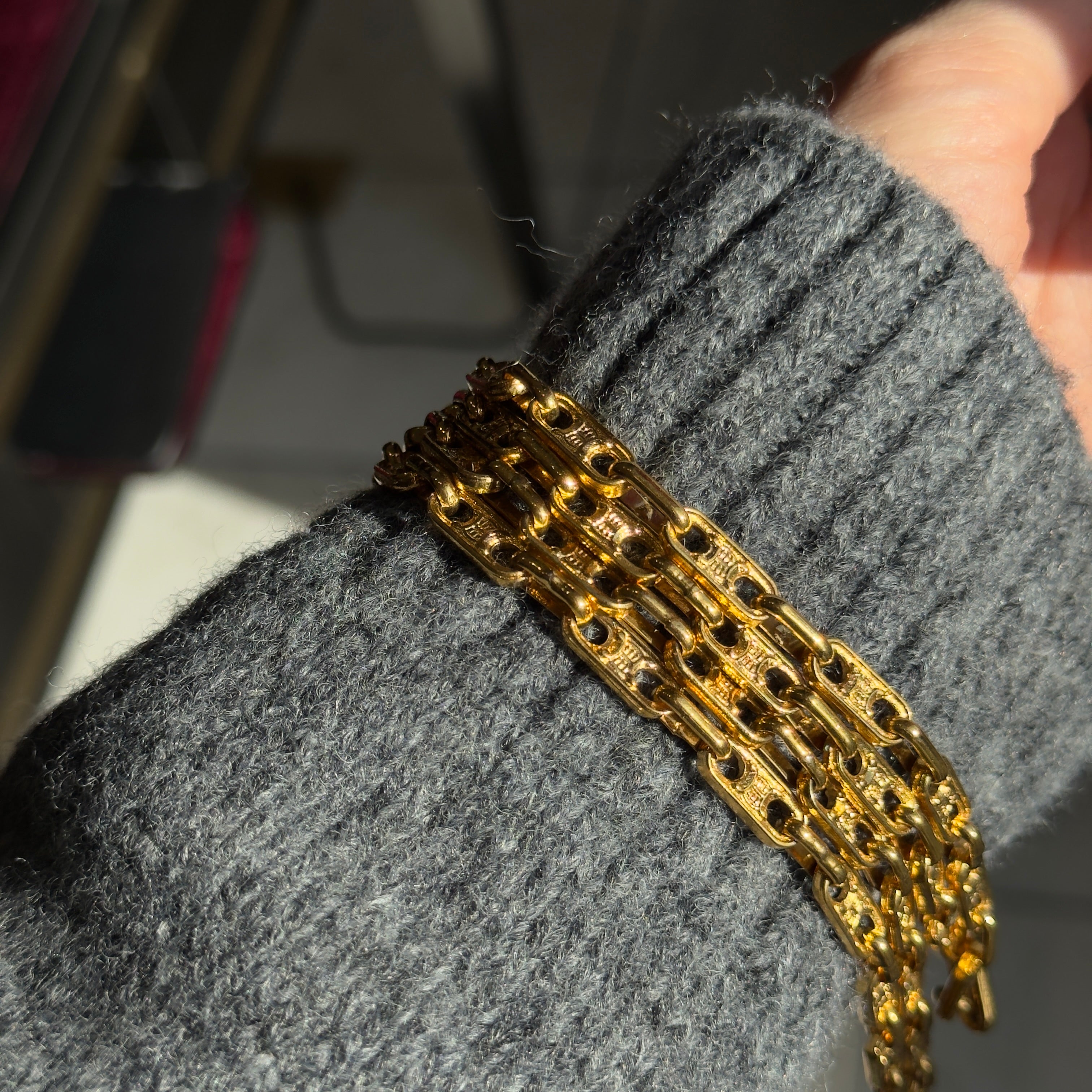 Vintage Celine Maillon Triomphe Necklace Gold Plated | QUEEN MAY