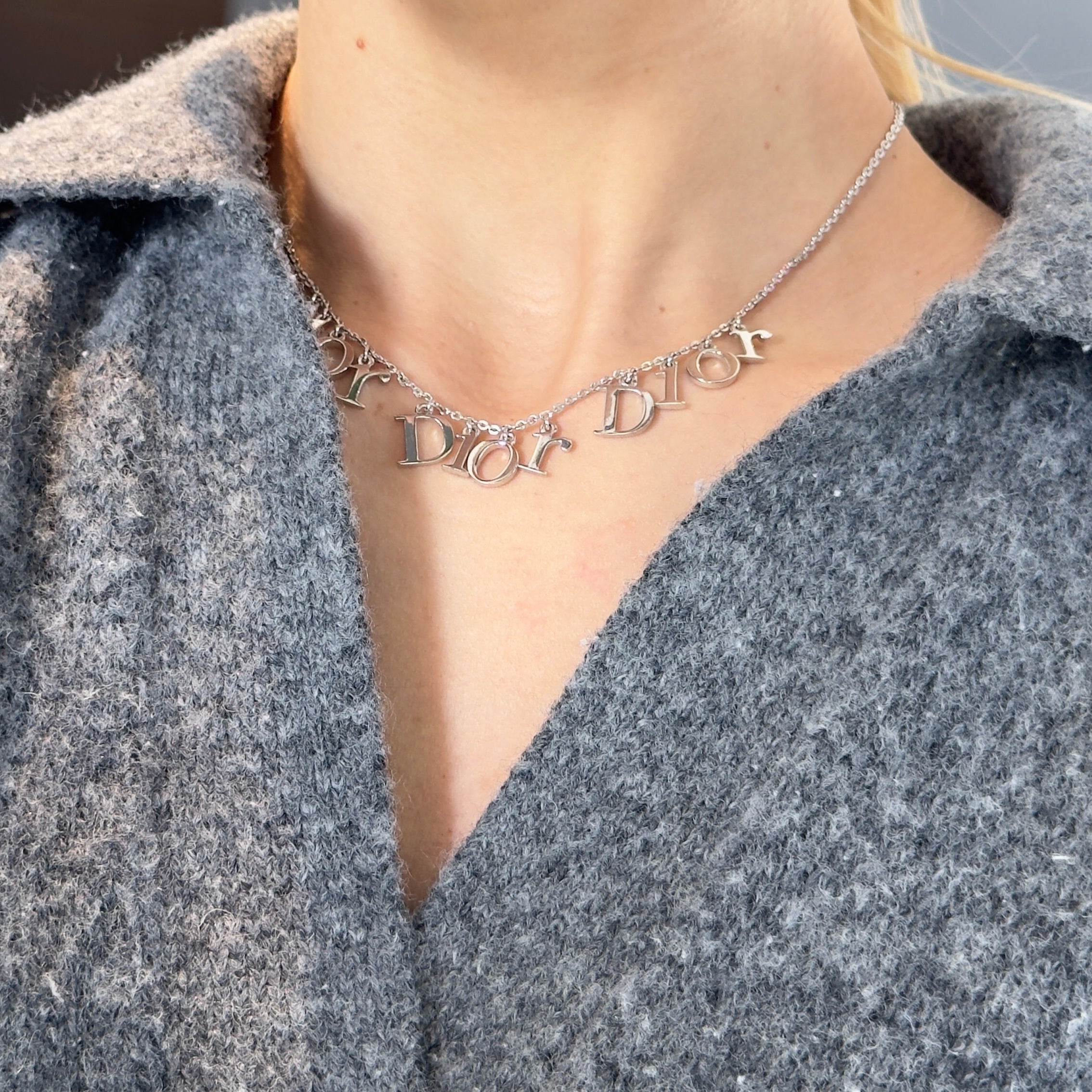 Vintage Dior Triple Logo Charm Necklace - Queen May