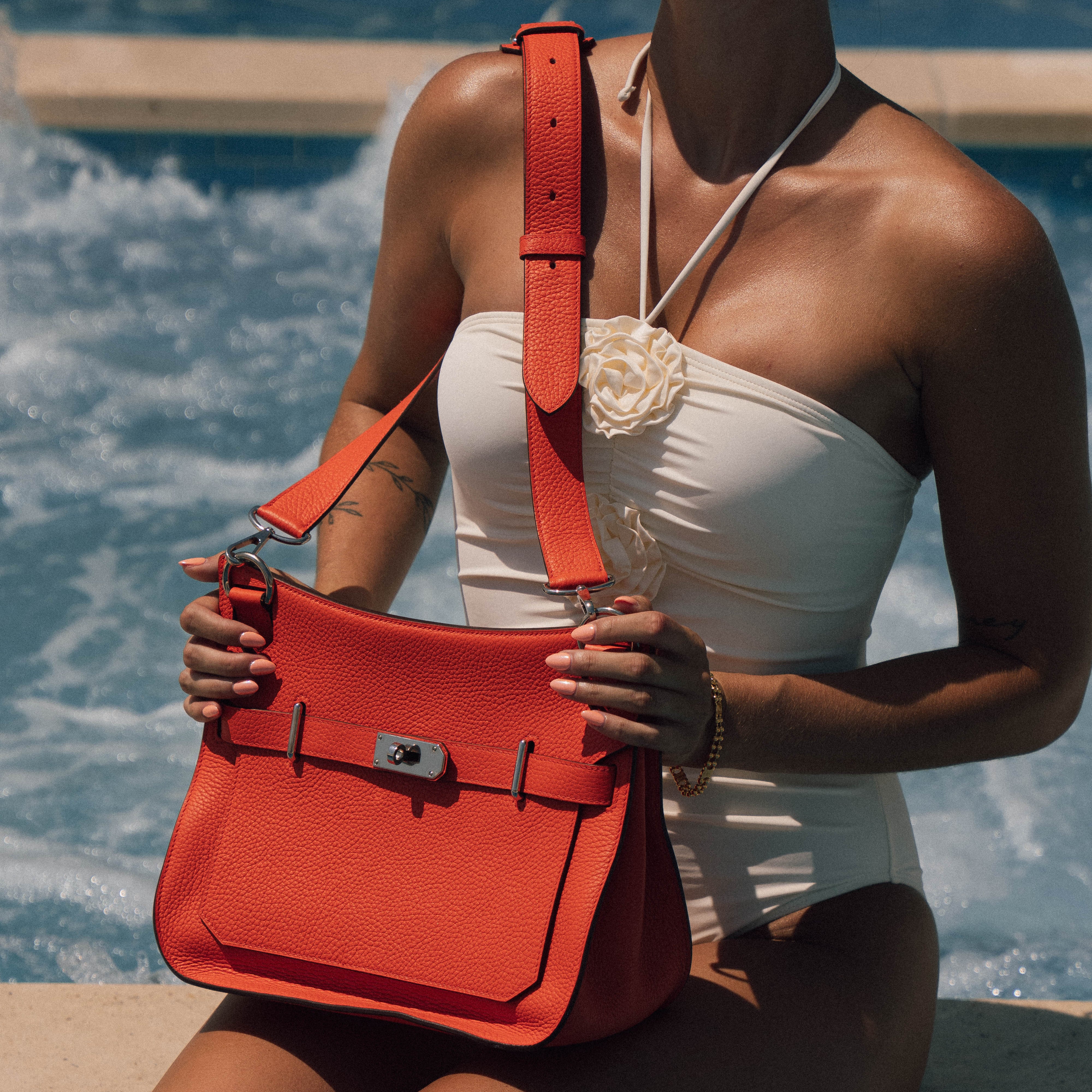 Hermes Orange Taurillion Clemence Jypsiere 31 Bag - Queen May
