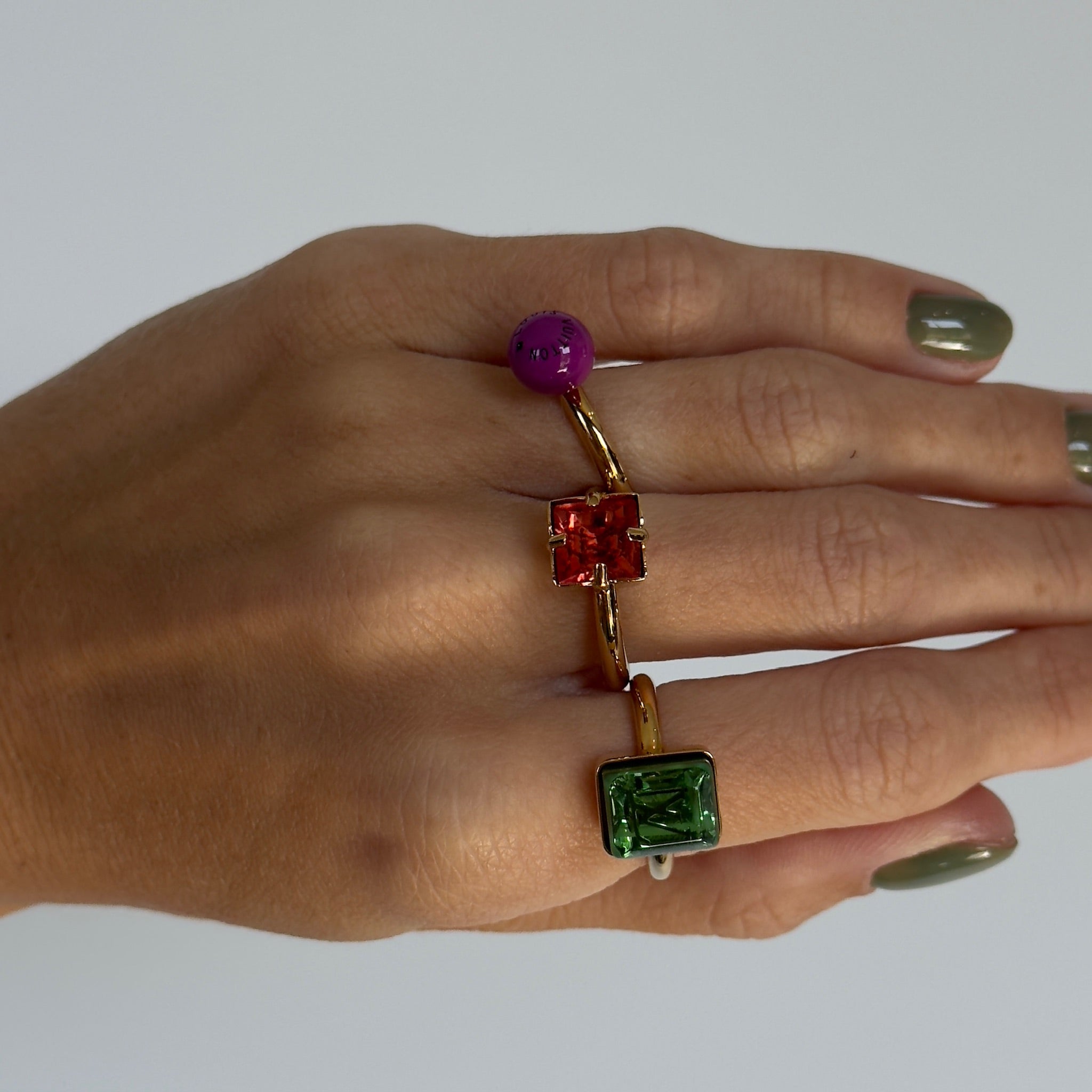 Louis Vuitton Bergwert Cosmopolitan 3 Ring Set With Crystals - Queen May
