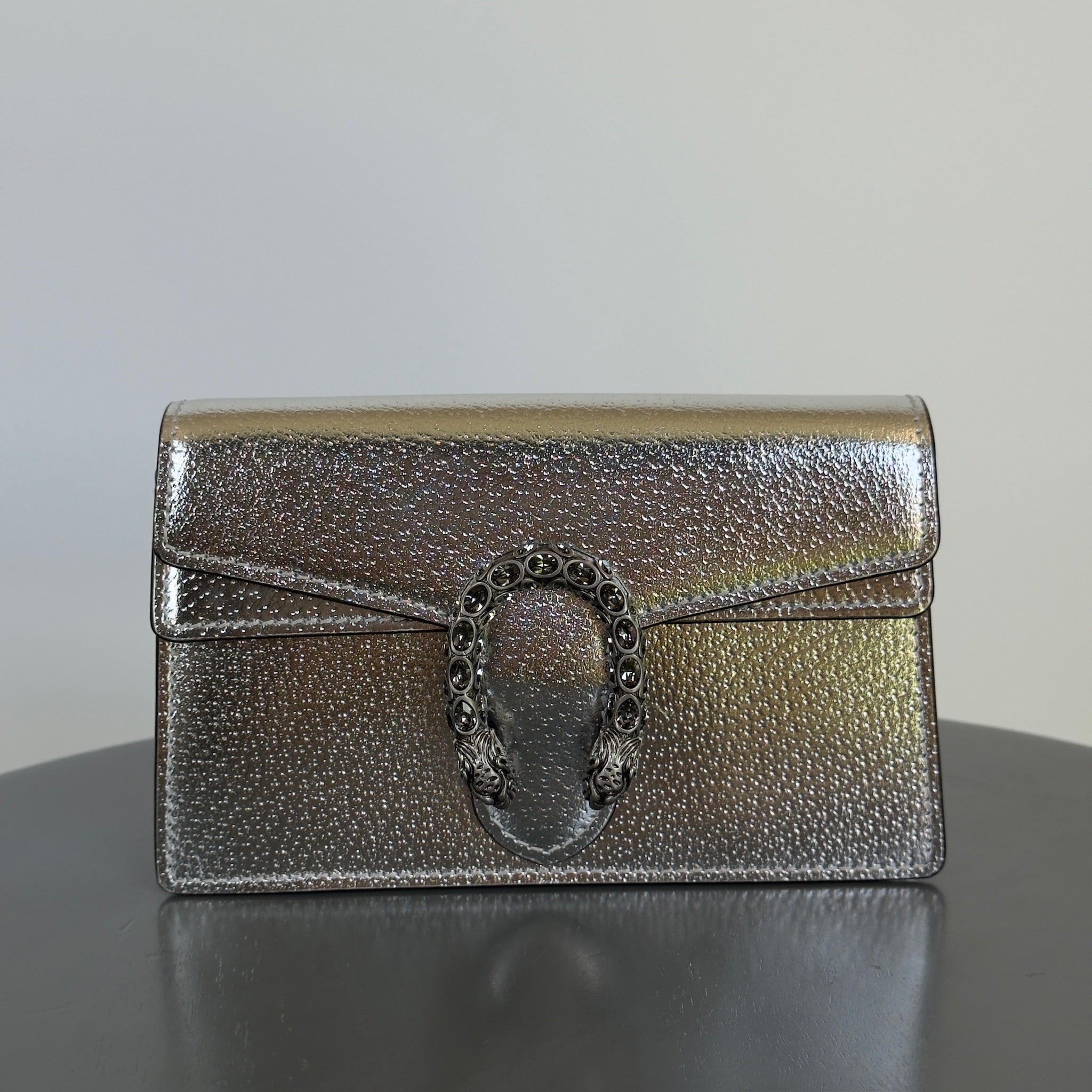 Gucci Super Mini Dionysus Bag In Silver Leather - Queen May
