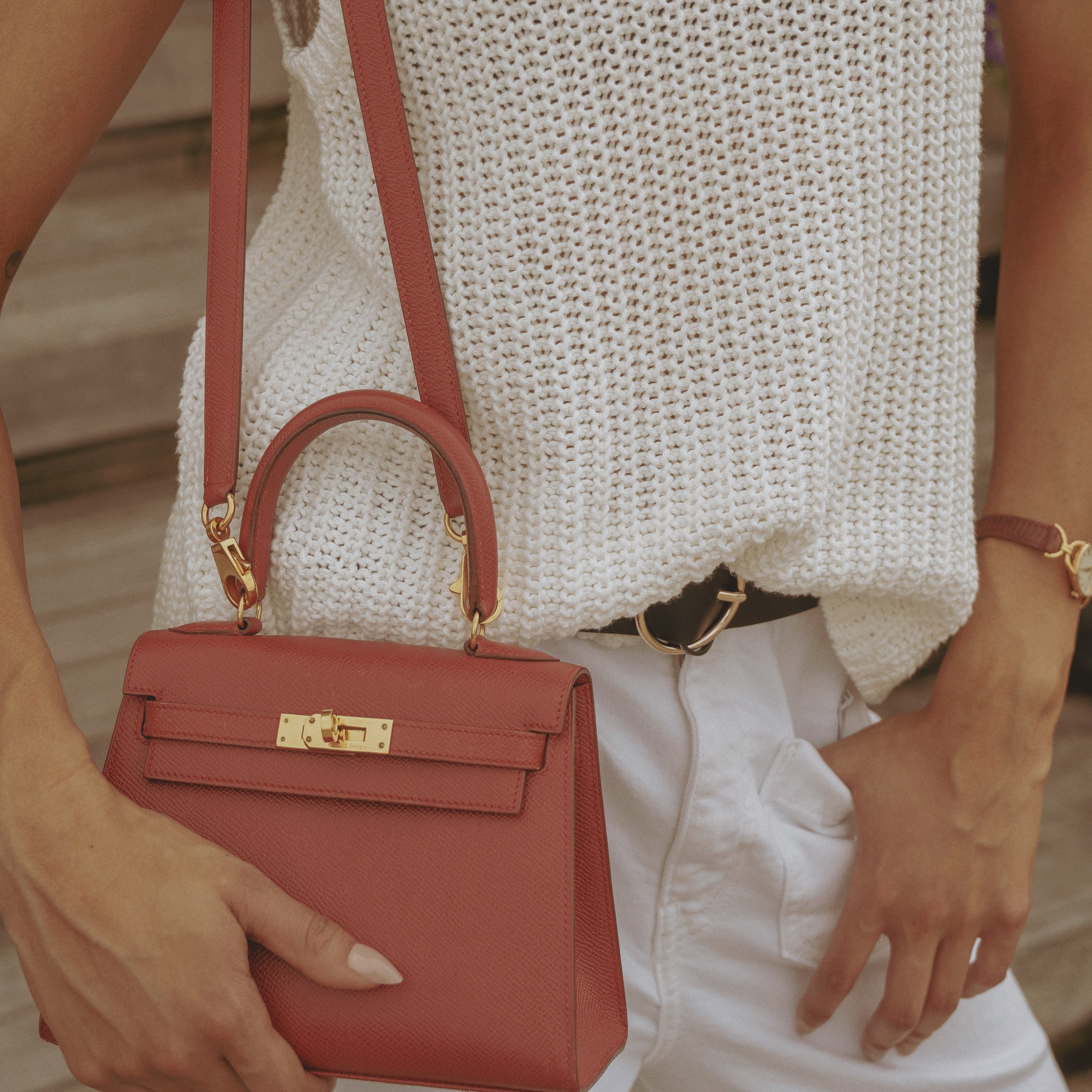 Ultra Rare Hermes Mini Kelly Courcheval Rouge Vif 20 - Queen May