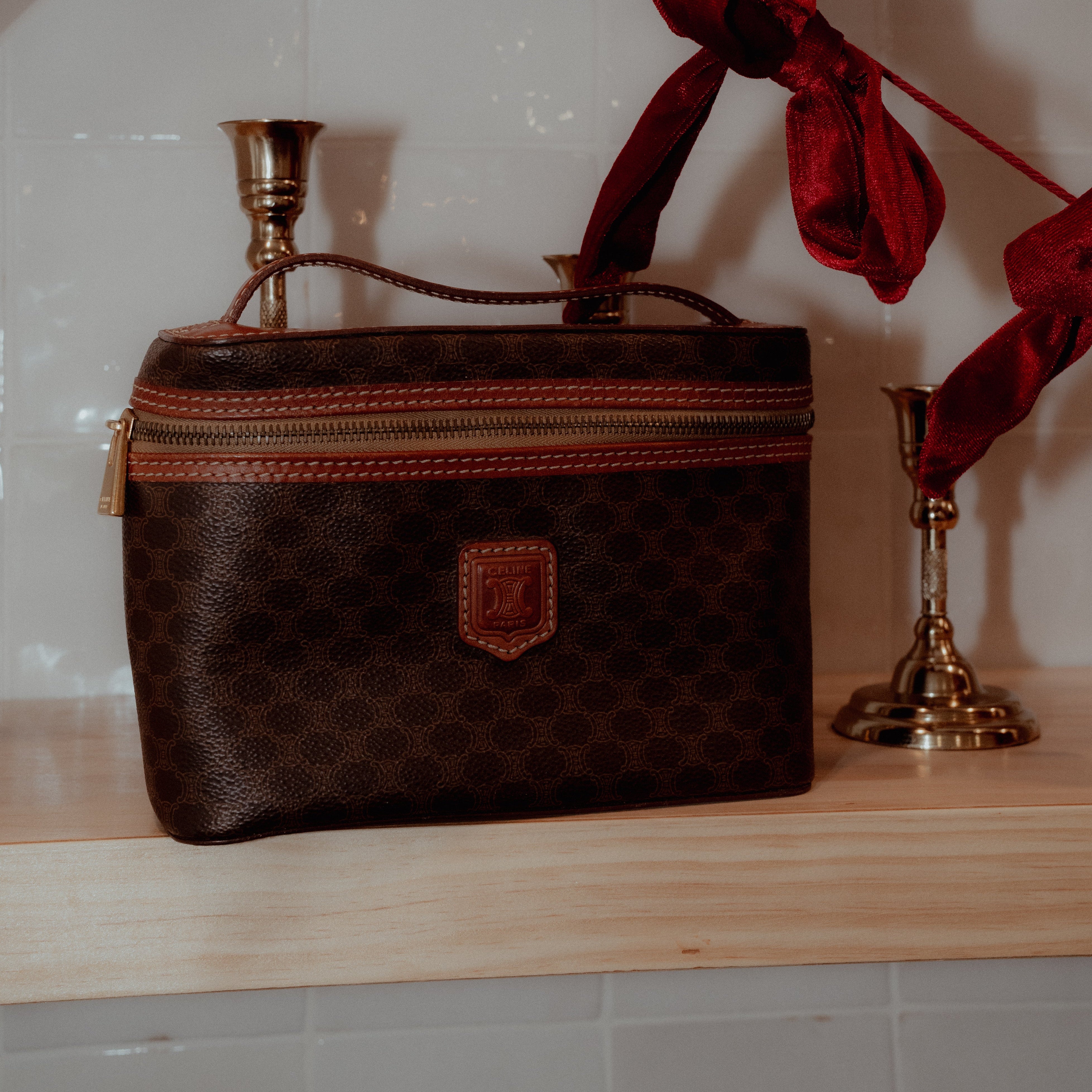 Celine Brown Macadam Vanity Handbag - Queen May