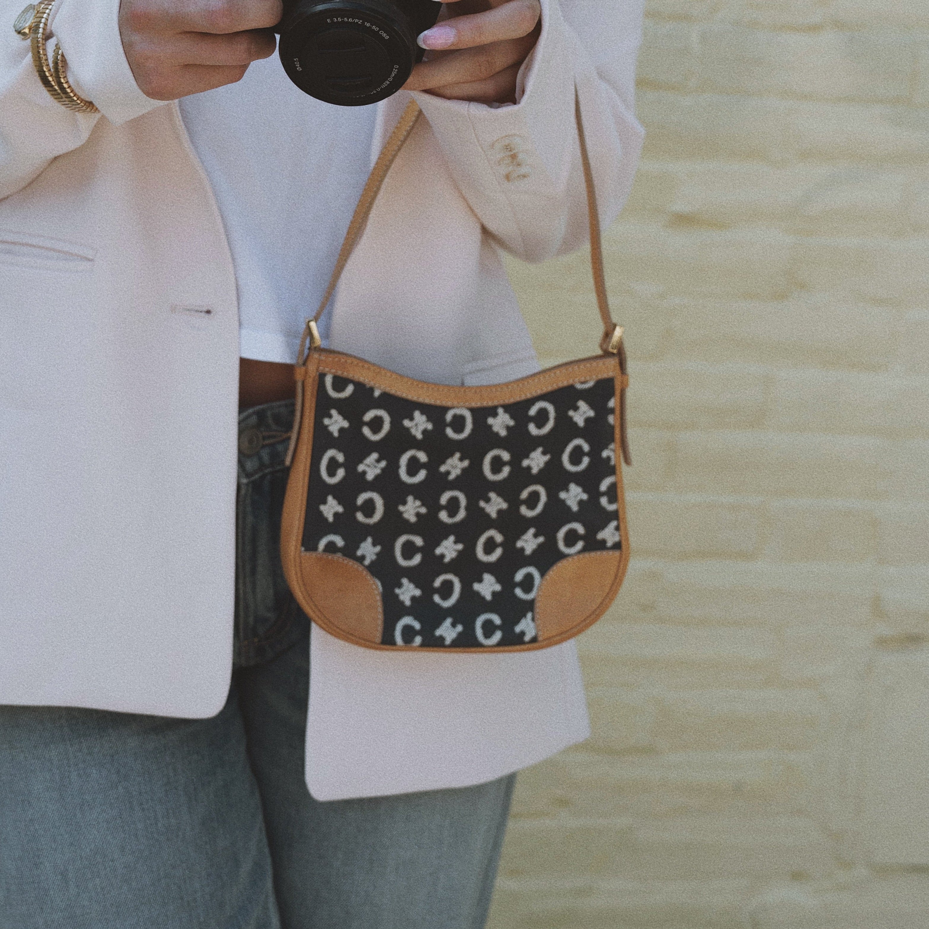 Vintage Celine Navy Logo Denim Mini - Queen May
