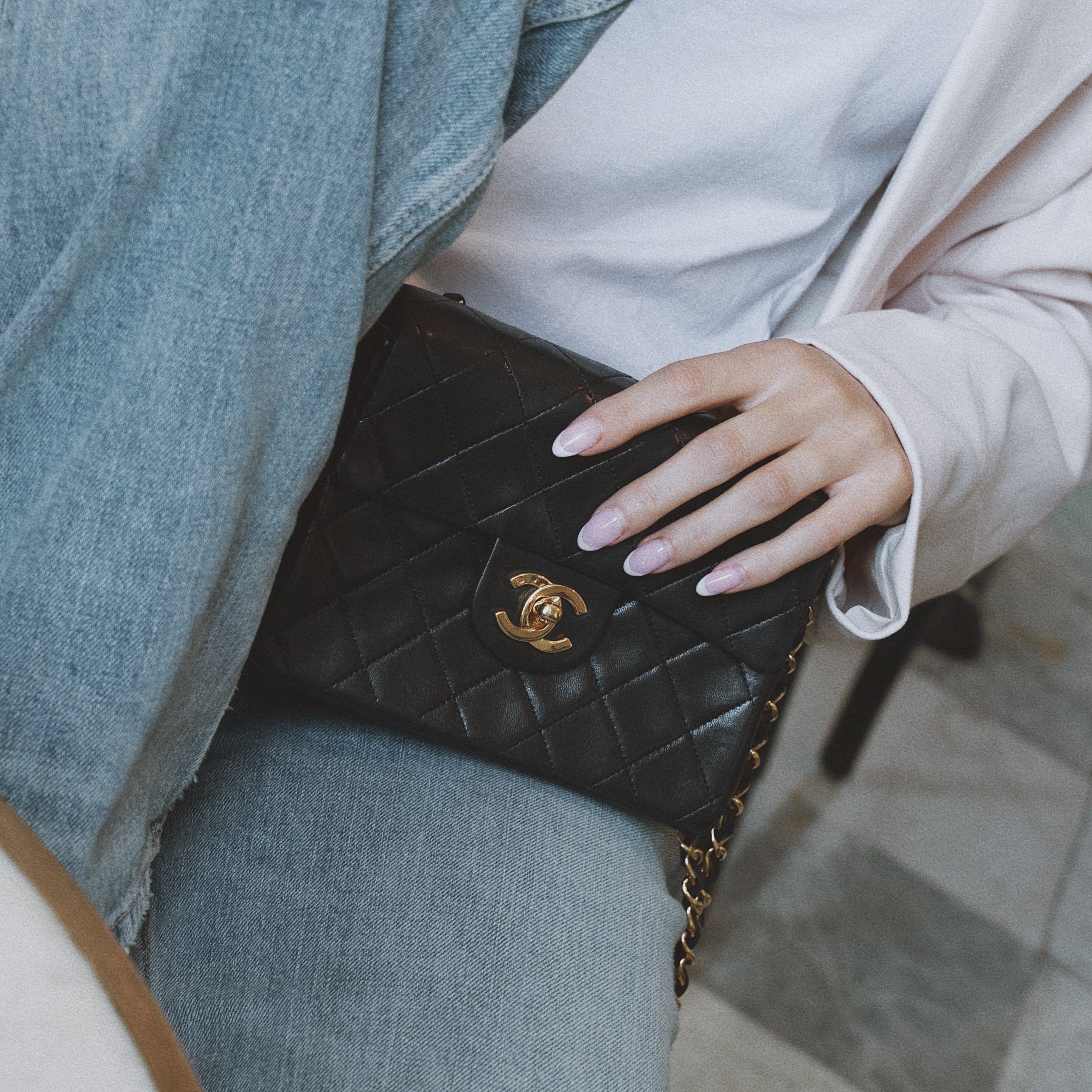 Chanel Vintage Square Mini Flap Bag Black - Queen May