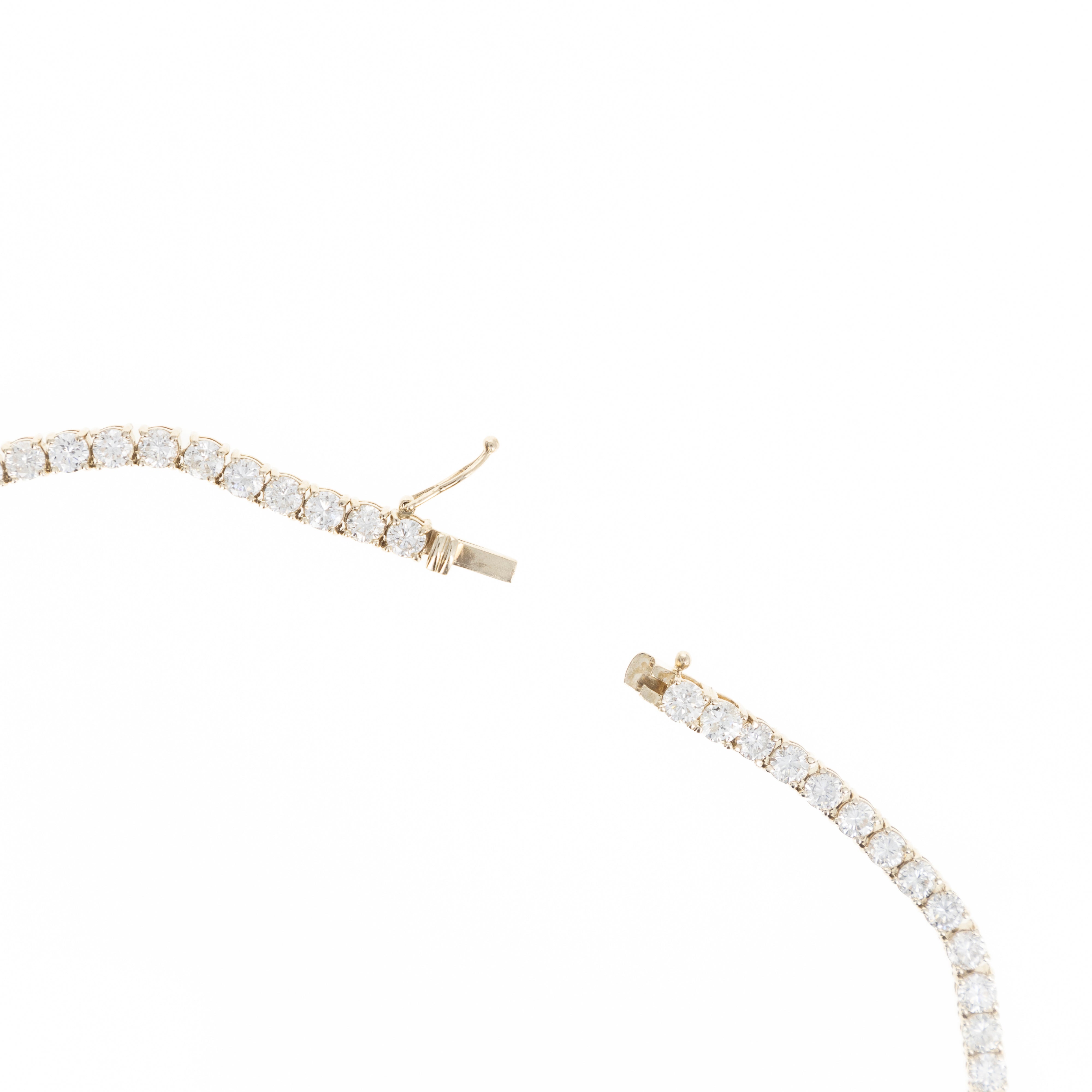 18K Yellow Gold 20.86 Carat Round Diamond Tennis Necklace - Queen May