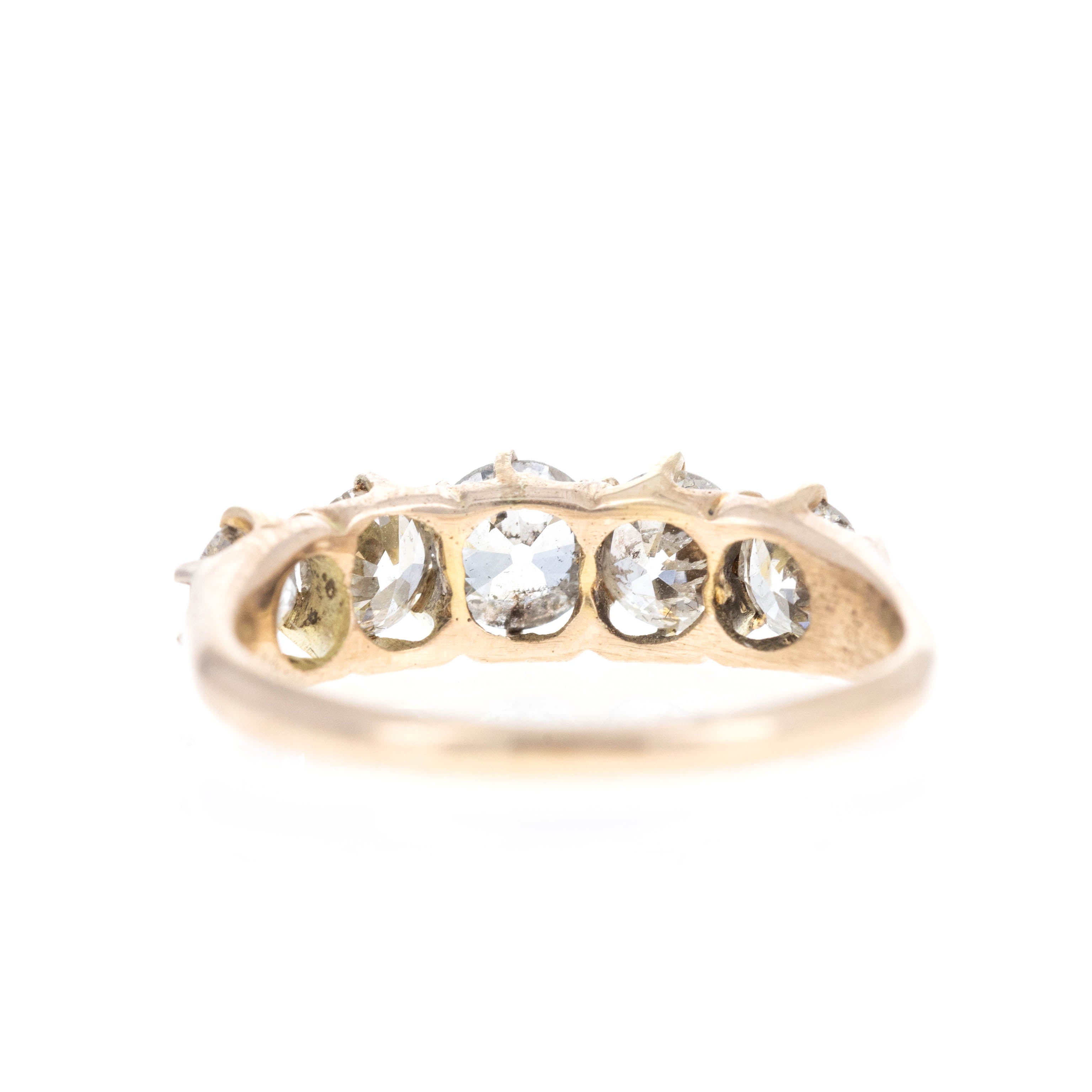 Victorian 15K Yellow Gold 1.75 Carat Five Stone Ring - Queen May