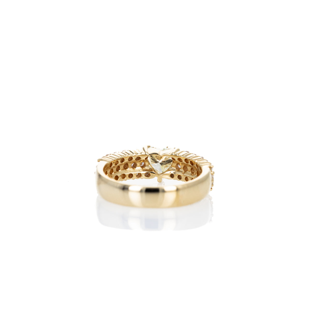 18K Yellow Gold 0.65 Carat Heart Diamond Pave Ring - Queen May