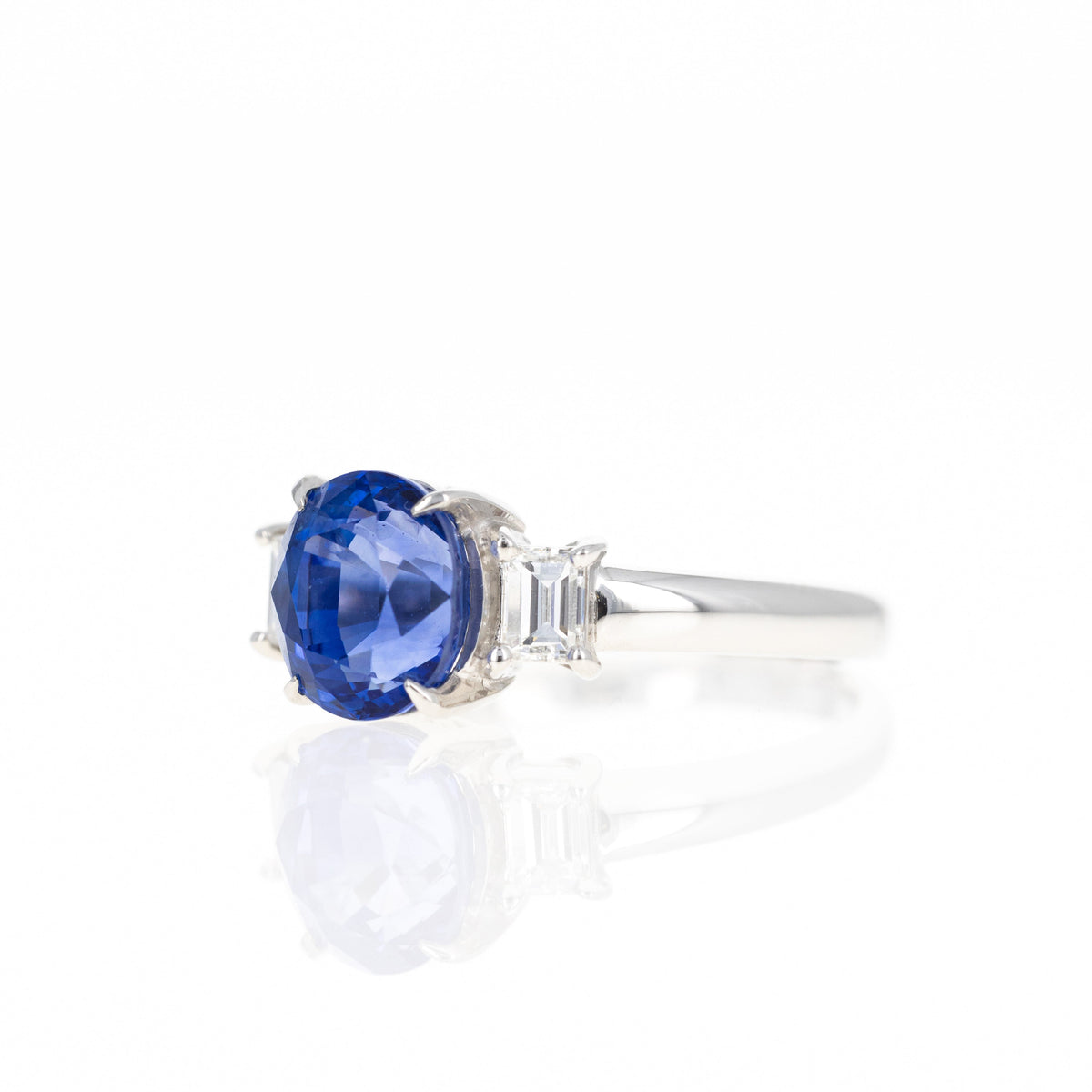 2.42 Carat Oval Natural Sapphire Diamond Ring - Queen May