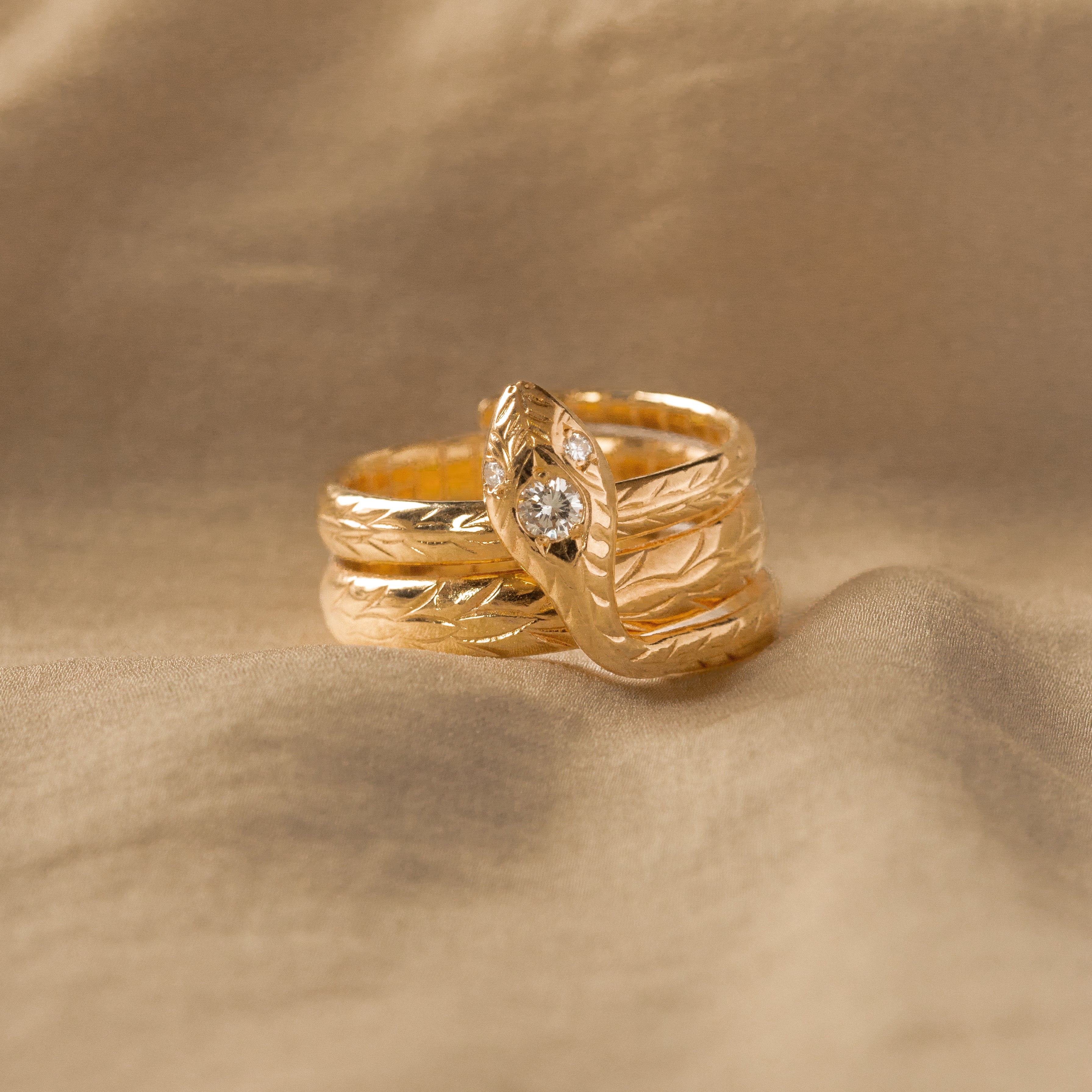 Victorian Inspired Diamond Snake Ring - Queen May