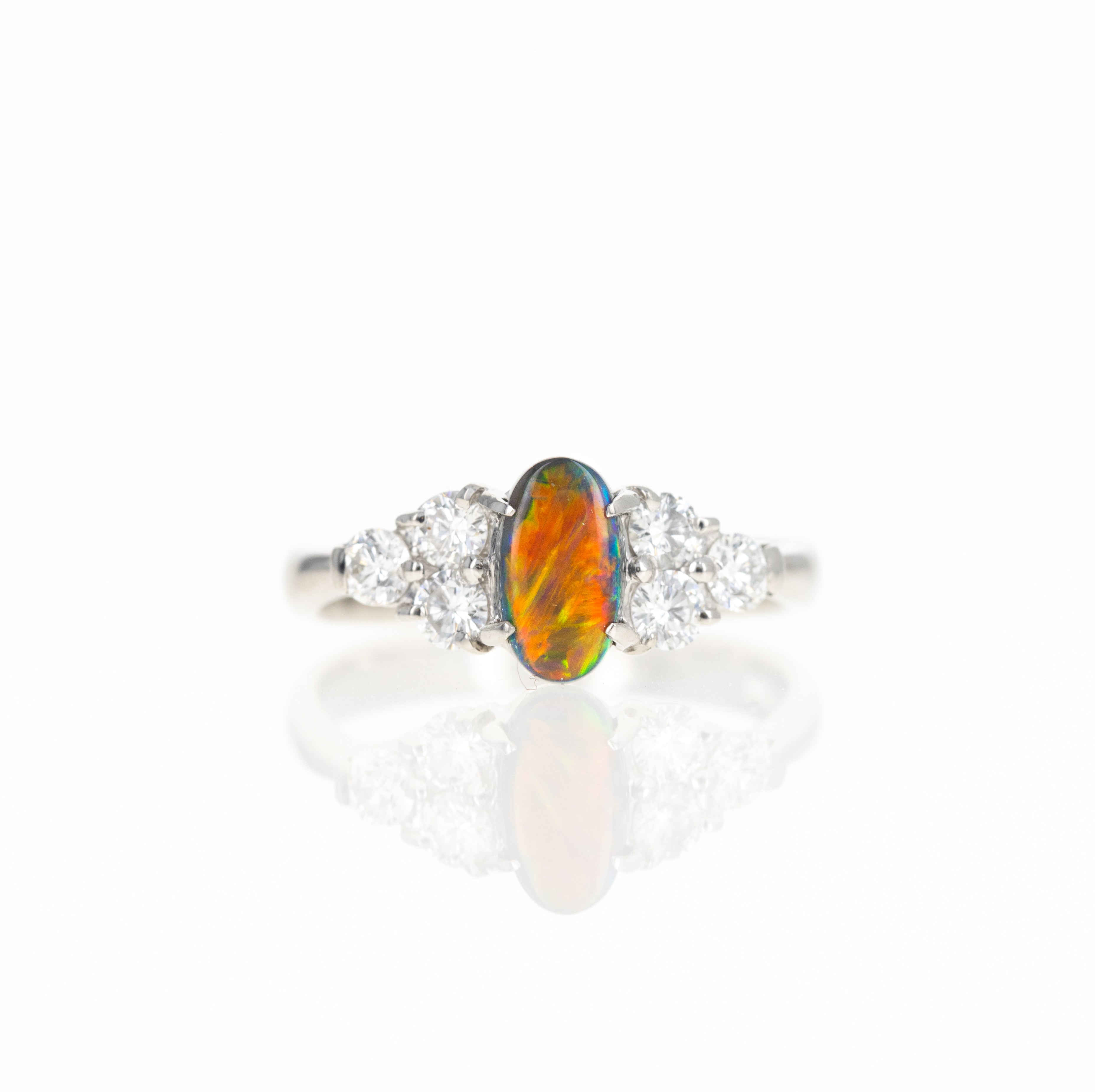 0.57 Carat Black Opal Diamond Ring - Queen May
