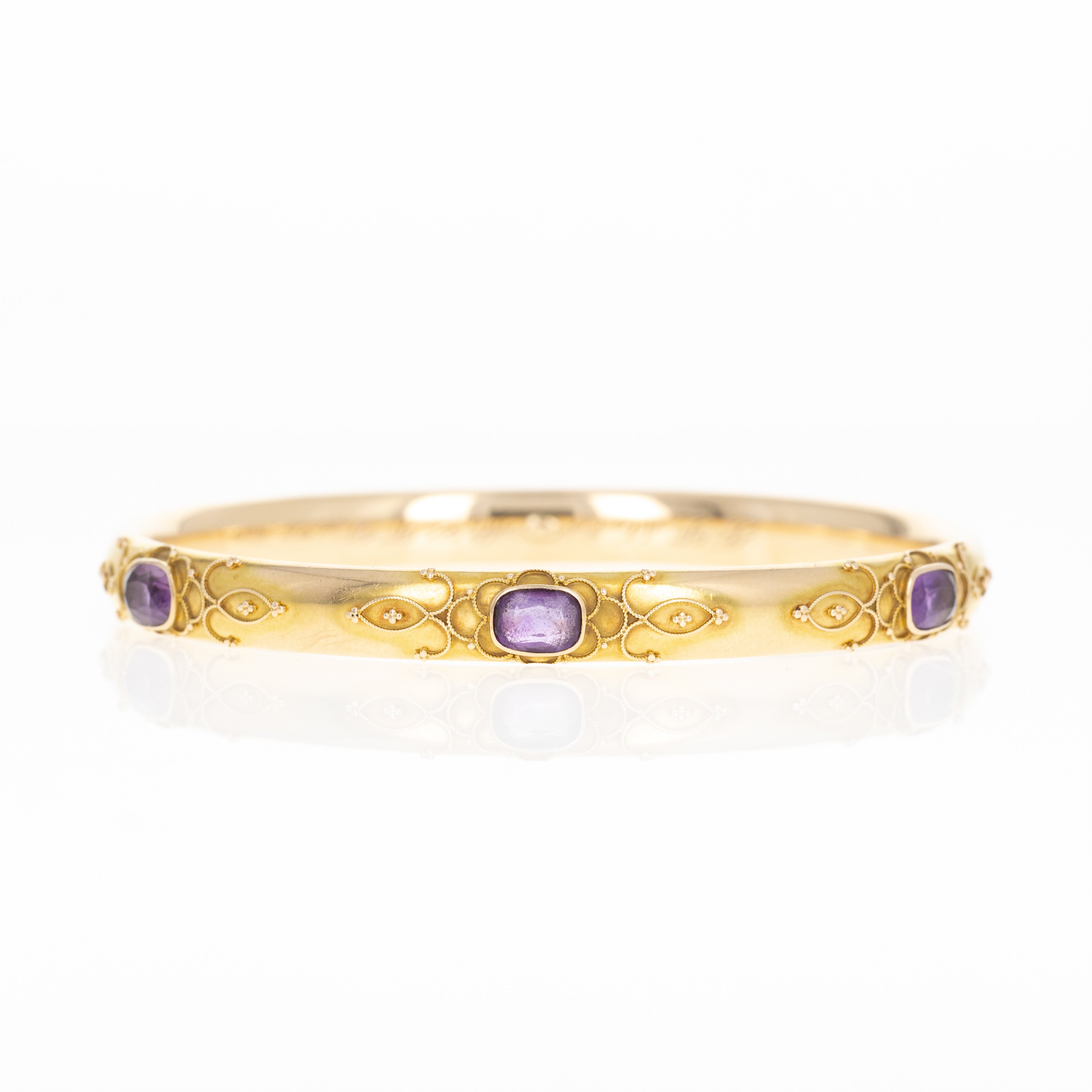 Victorian 14K Yellow Gold Amethyst Bangle - Queen May
