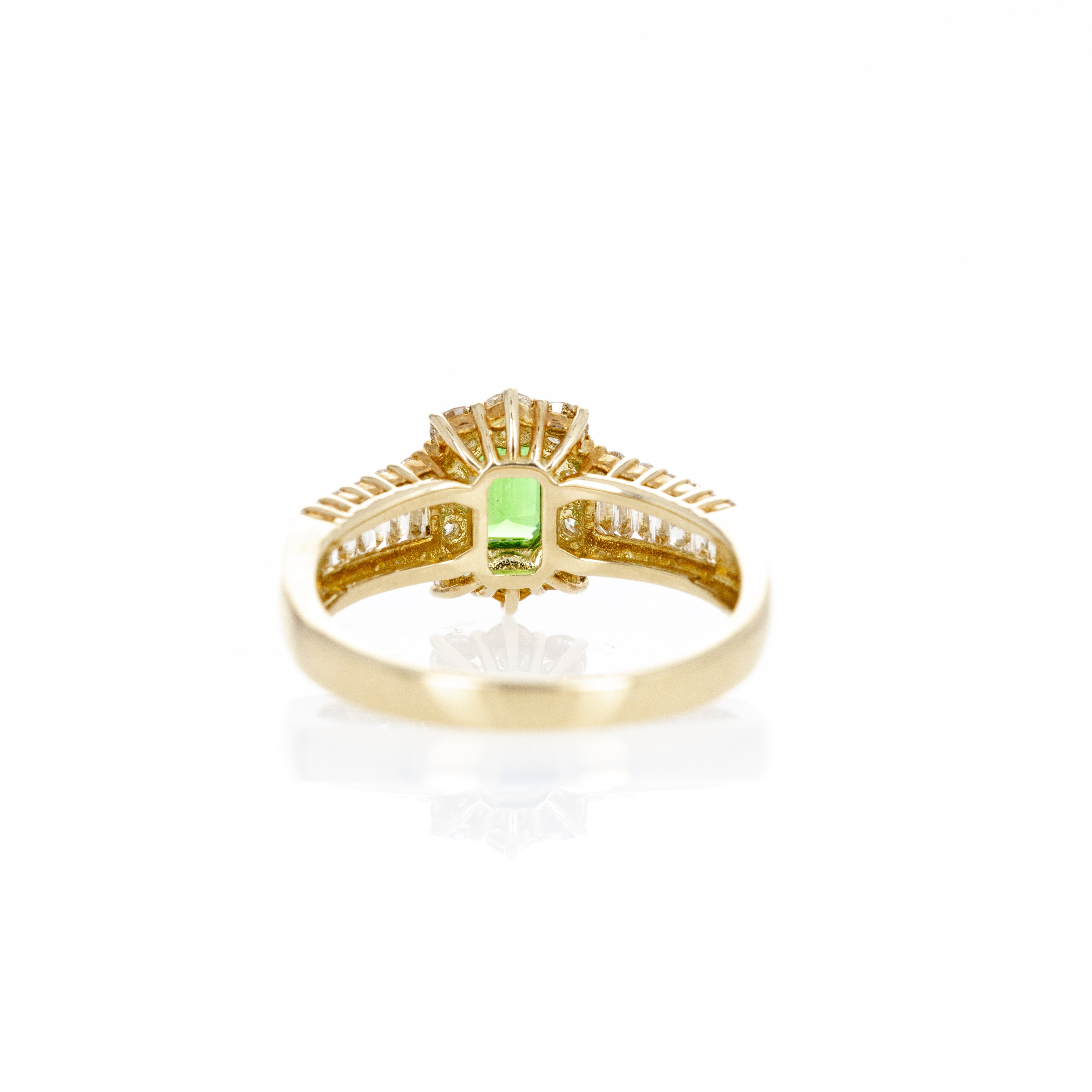 18K Yellow Gold 0.40 Carat Tsavorite Garnet Diamond Halo Ring - Queen May