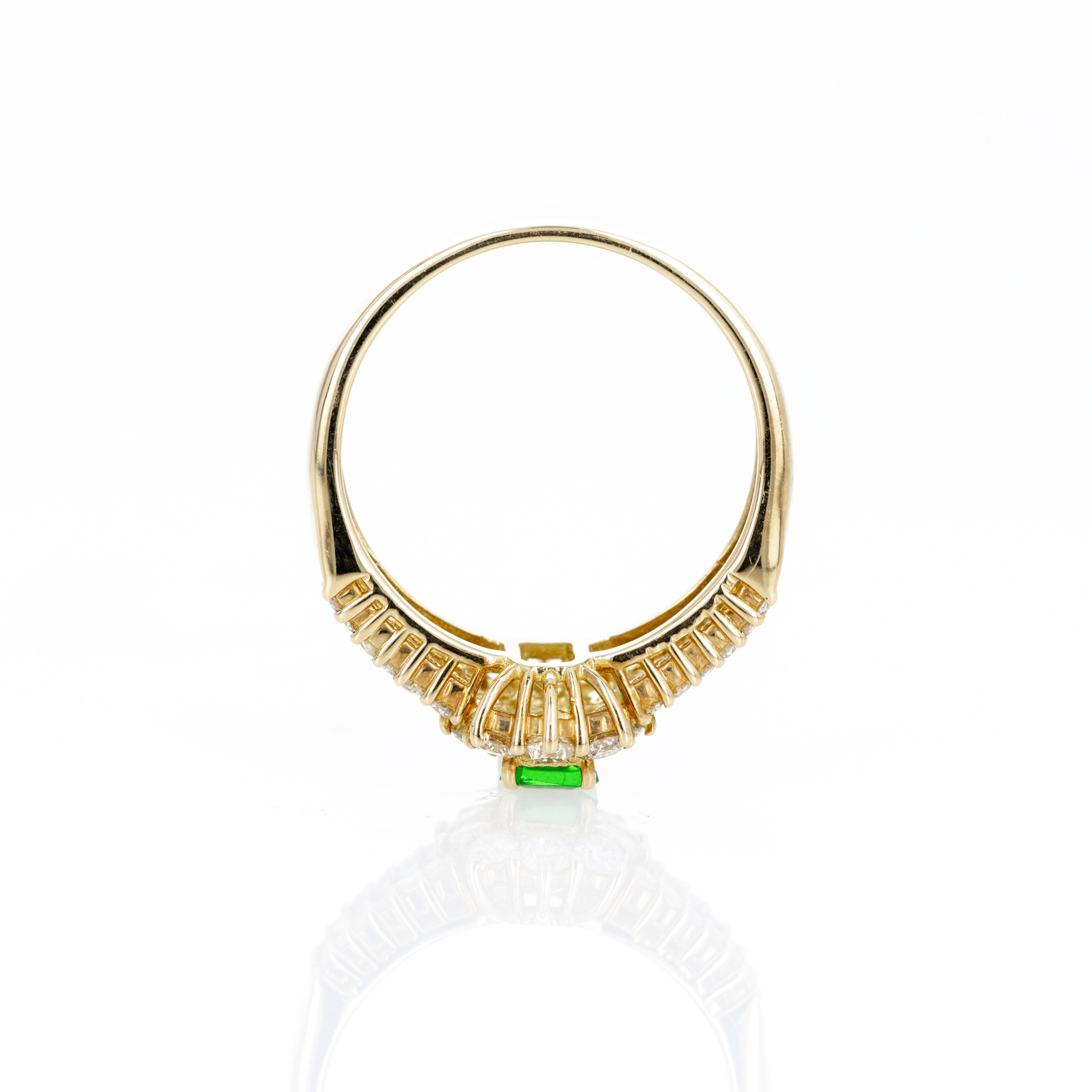 18K Yellow Gold 0.40 Carat Tsavorite Garnet Diamond Halo Ring - Queen May