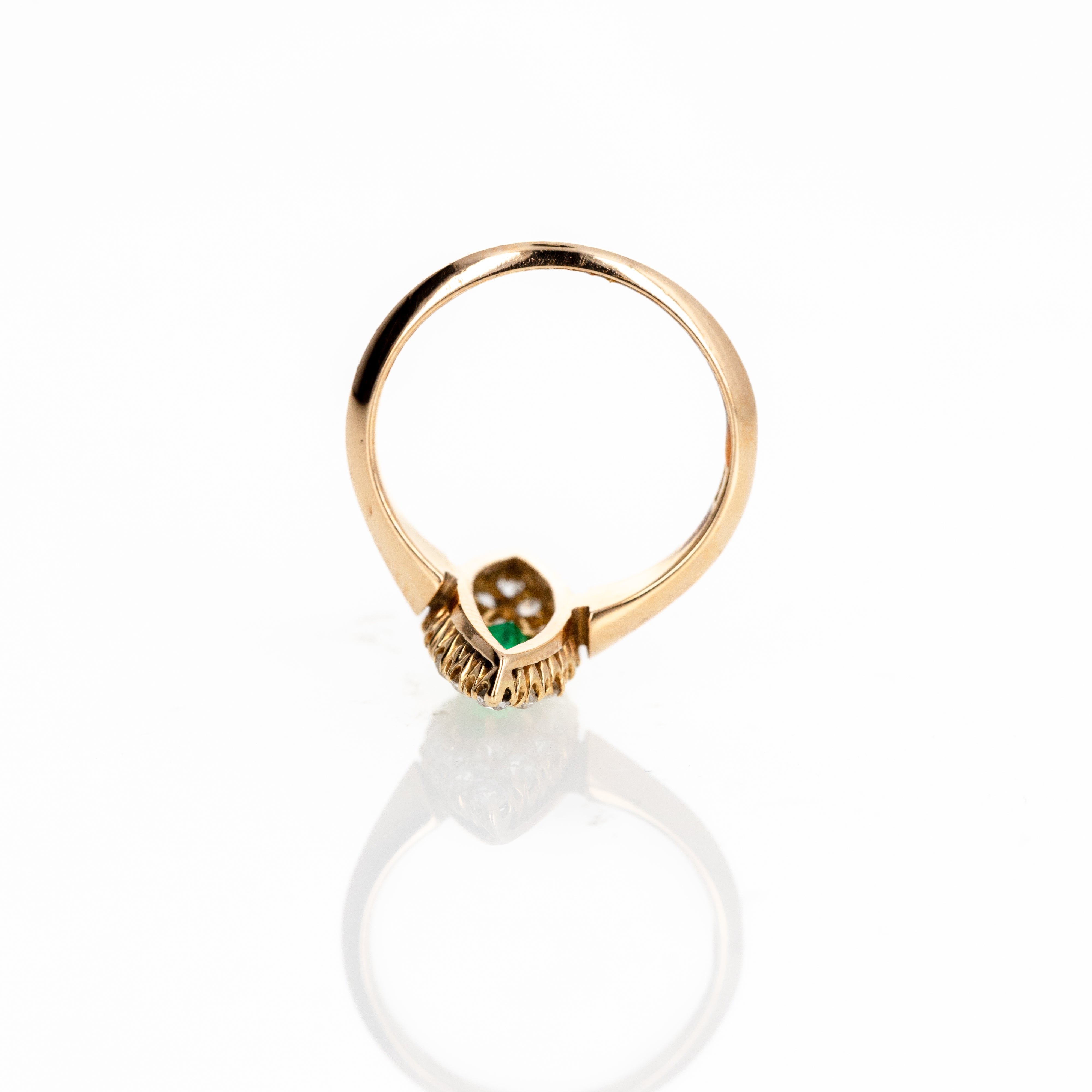 Antique Victorian 0.60 Carat Emerald Old European Diamond Navette Ring - Queen May