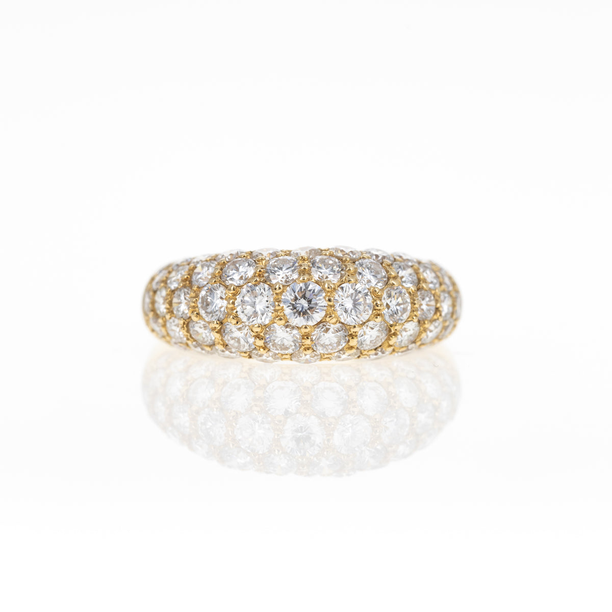 18K Yellow Gold 2.04 Carat Diamond Pave Rounded Band - Queen May