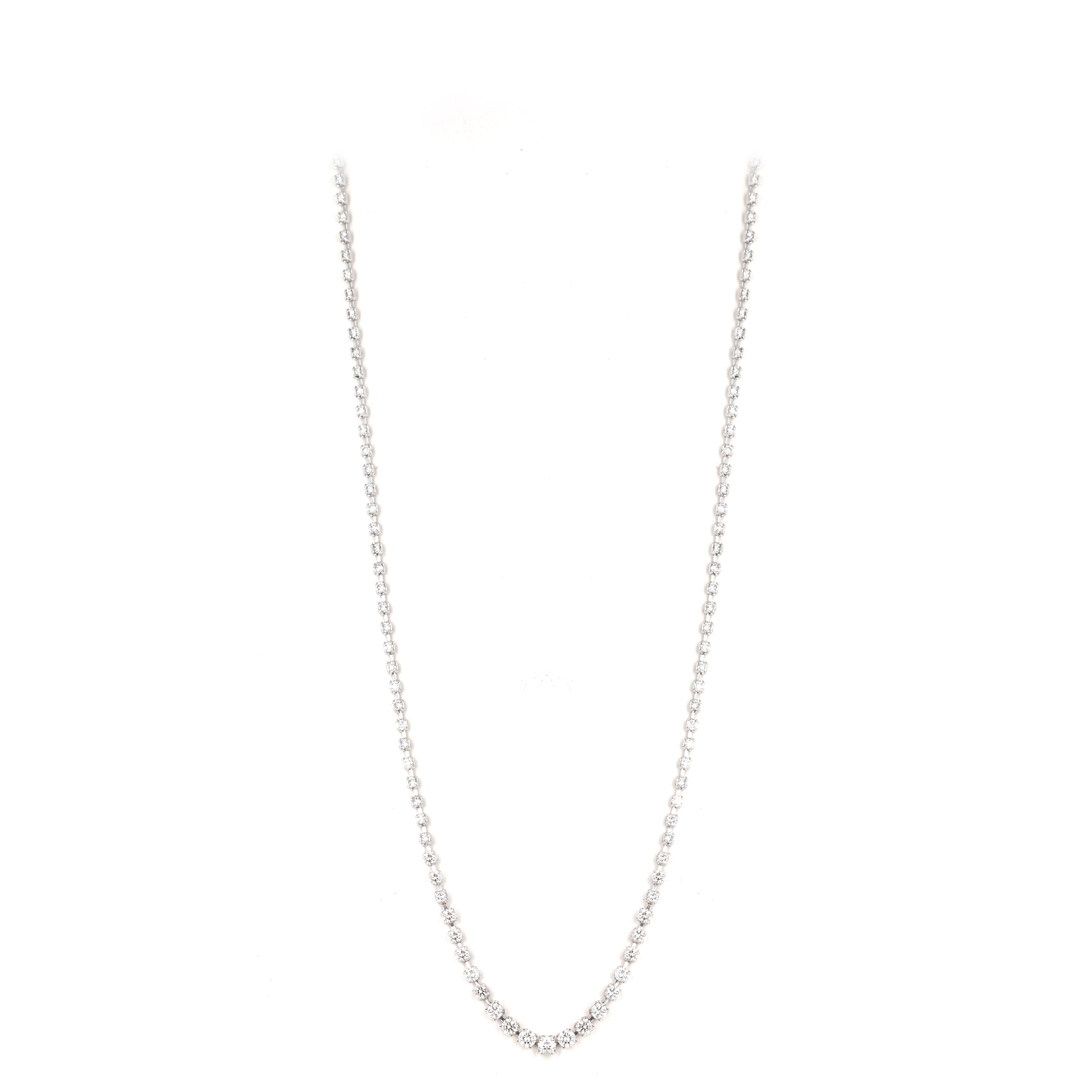 Platinum 3.05 Carat Round Brilliant Diamond Graduated Necklace - Queen May