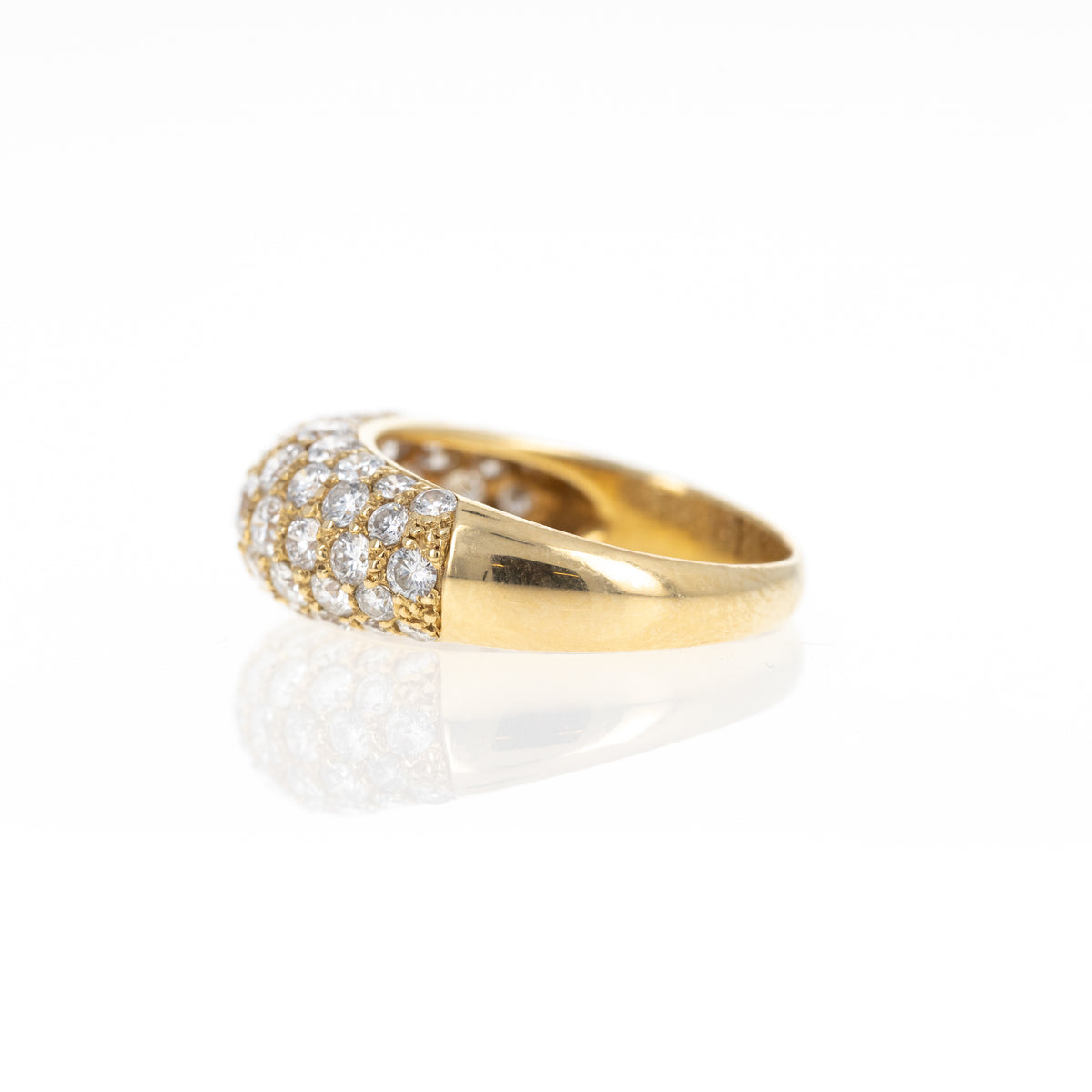 18K Yellow Gold 2.04 Carat Diamond Pave Rounded Band - Queen May