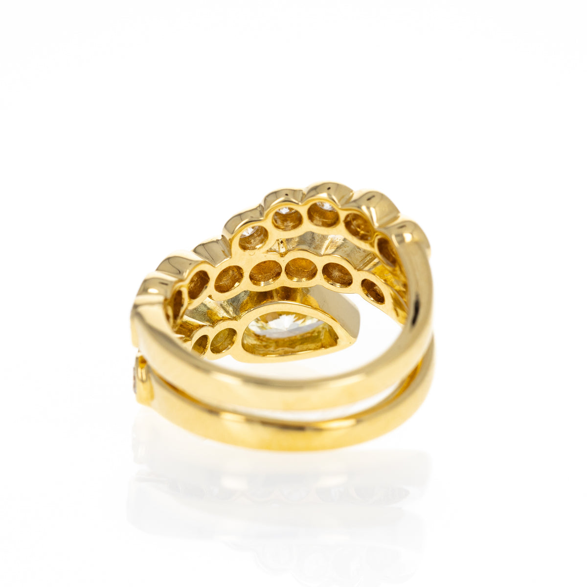 18K Yellow Gold 1.01 Carat Fancy Light Yellow Pear Diamond Bezel Snake Ring - Queen May