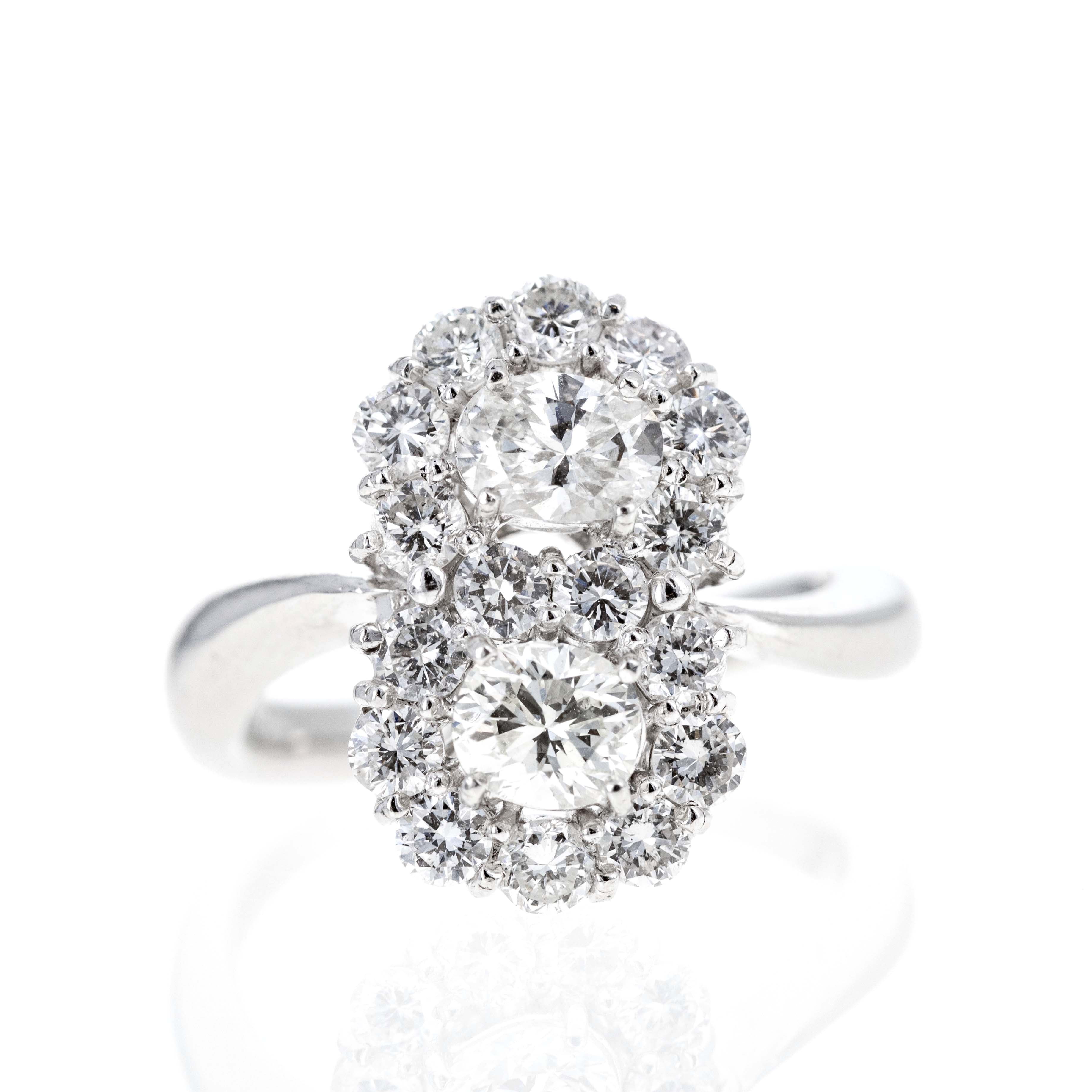 Platinum 2.12 Carat Oval Diamond Double Halo Swirl Ring - Queen May