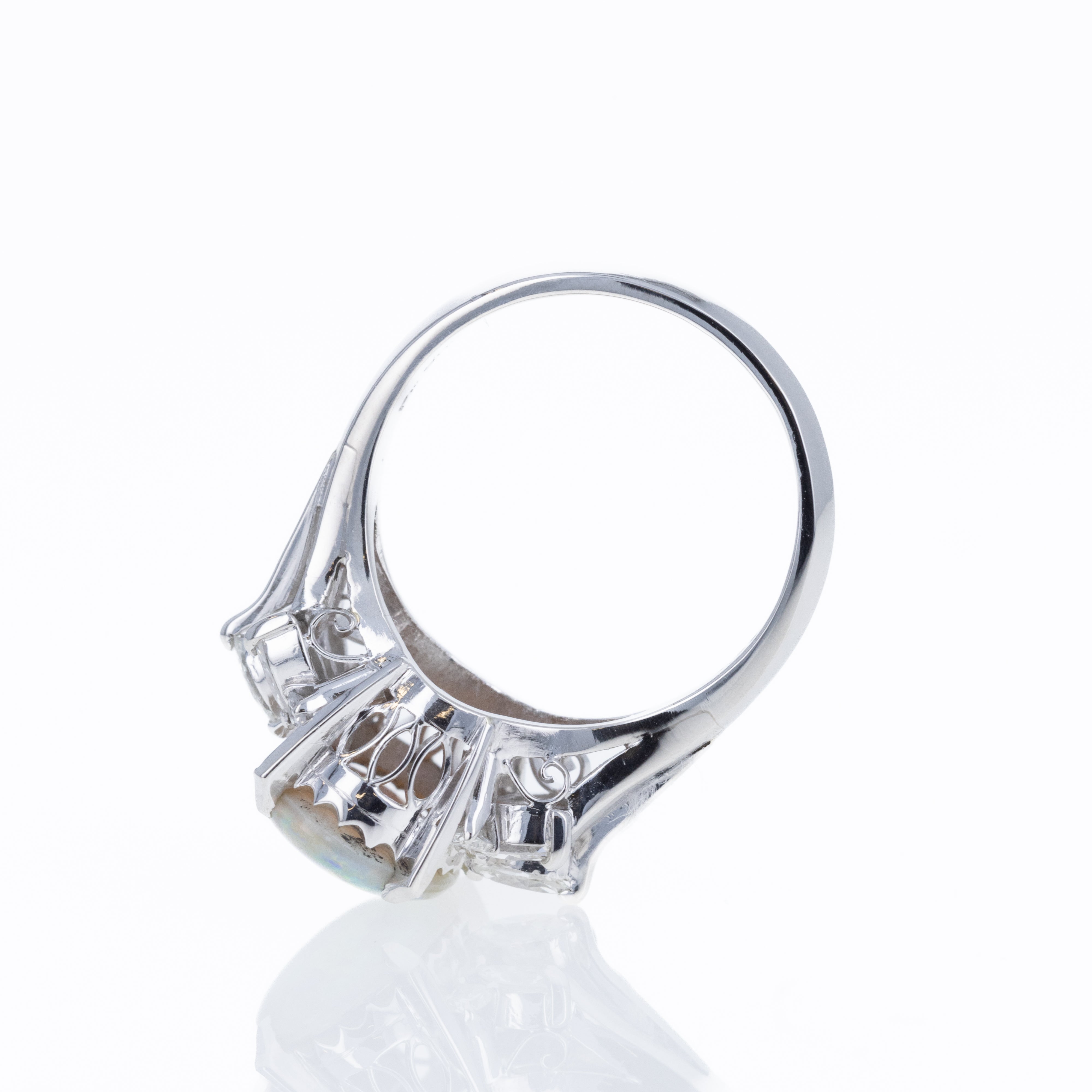 Platinum 2 Carat Opal Diamond Floral Ring - Queen May