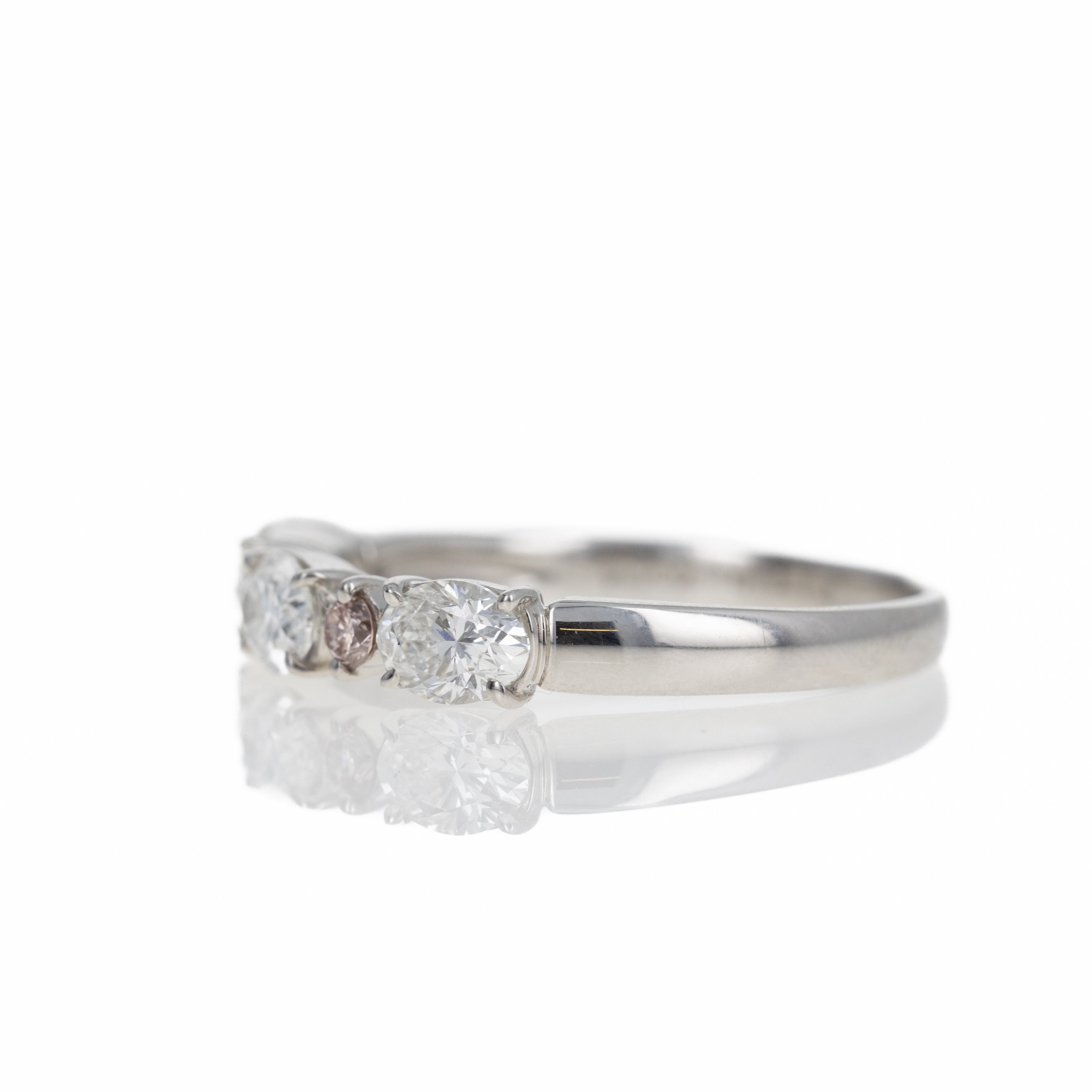 Platinum 1 Carat Oval Diamond Light Pink Diamond Band - Queen May