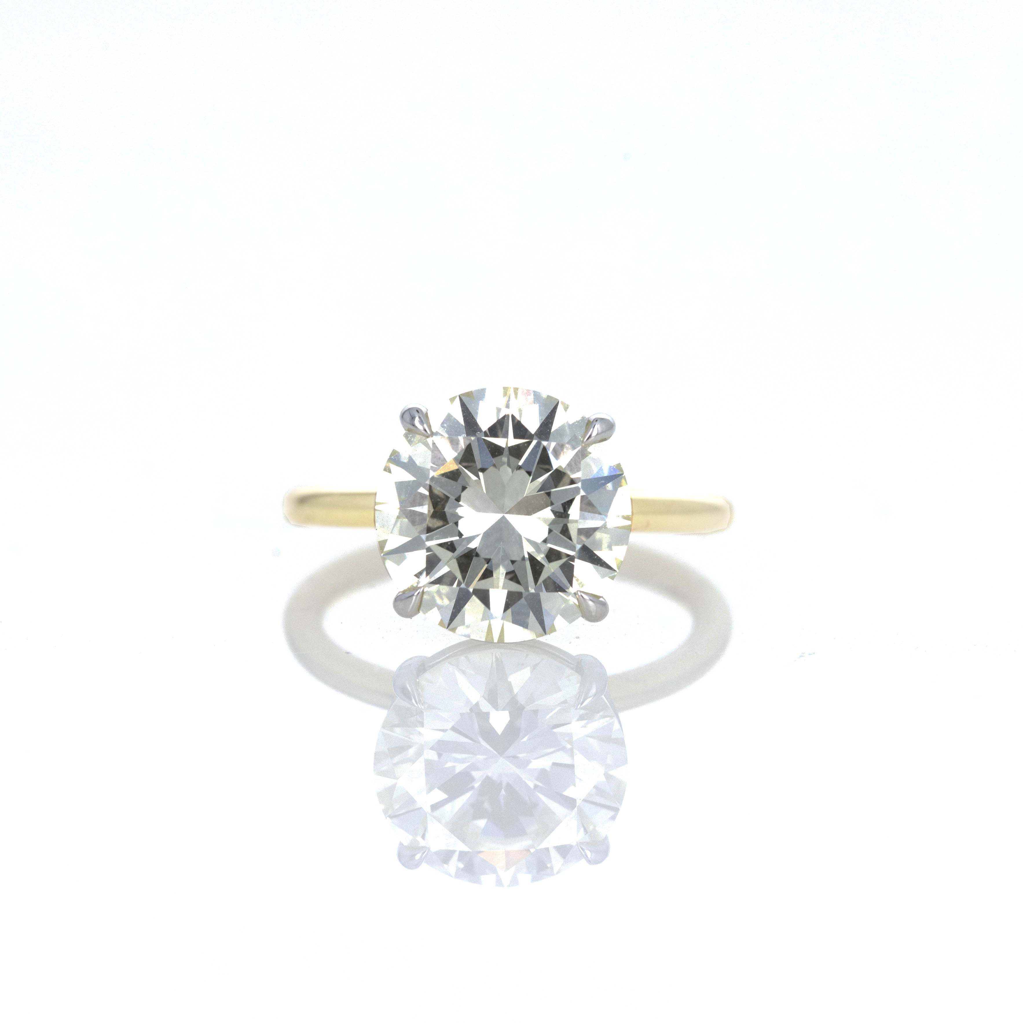 5 Carat Round Brilliant Diamond Engagement in 18K Yellow Gold Platinum GIA Certified - Queen May