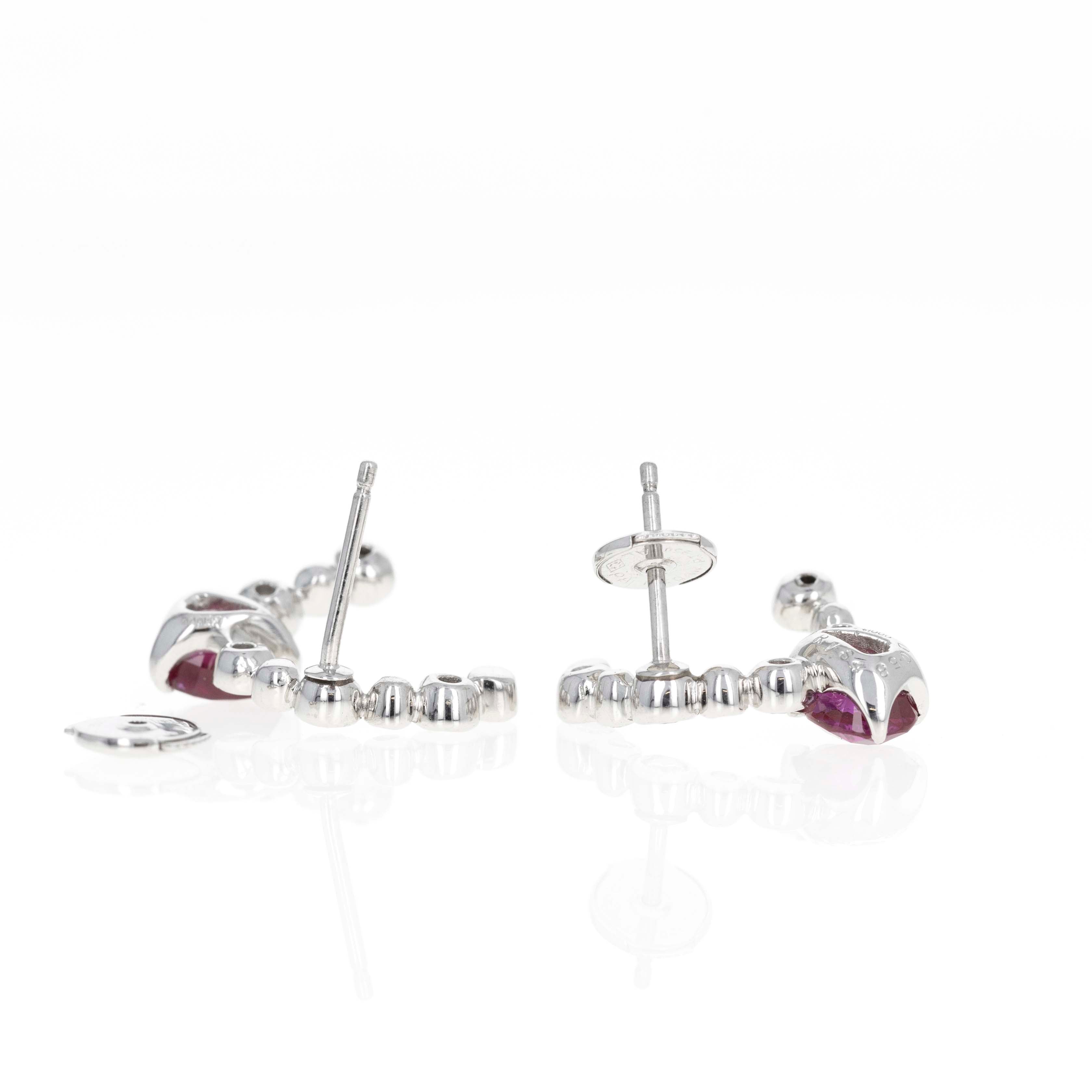 Platinum 1.84 Carat Burma Ruby Diamond Swirl Earrings - Queen May