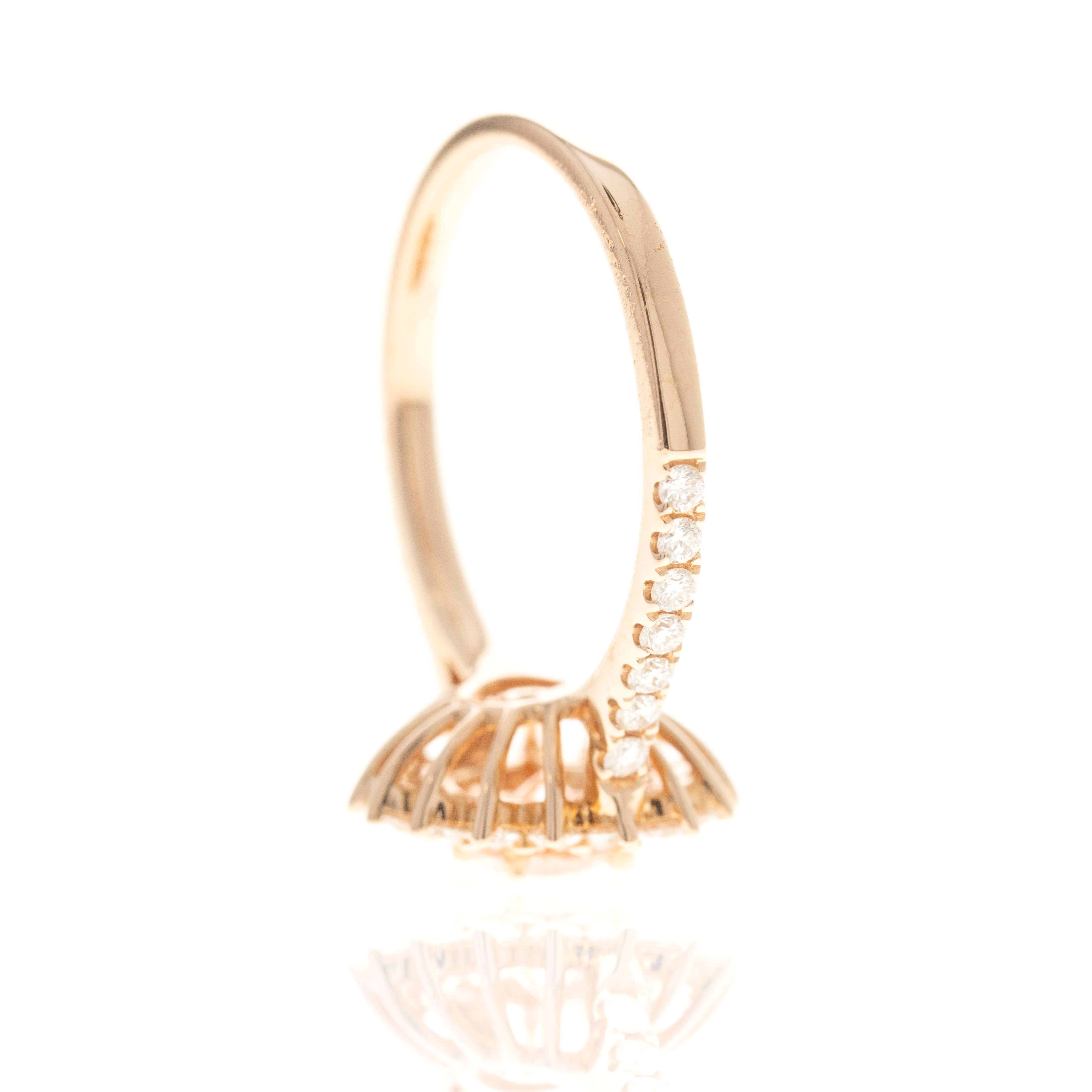 Lab Grown Round Pink Diamond Floral Halo Engagement Ring - Queen May