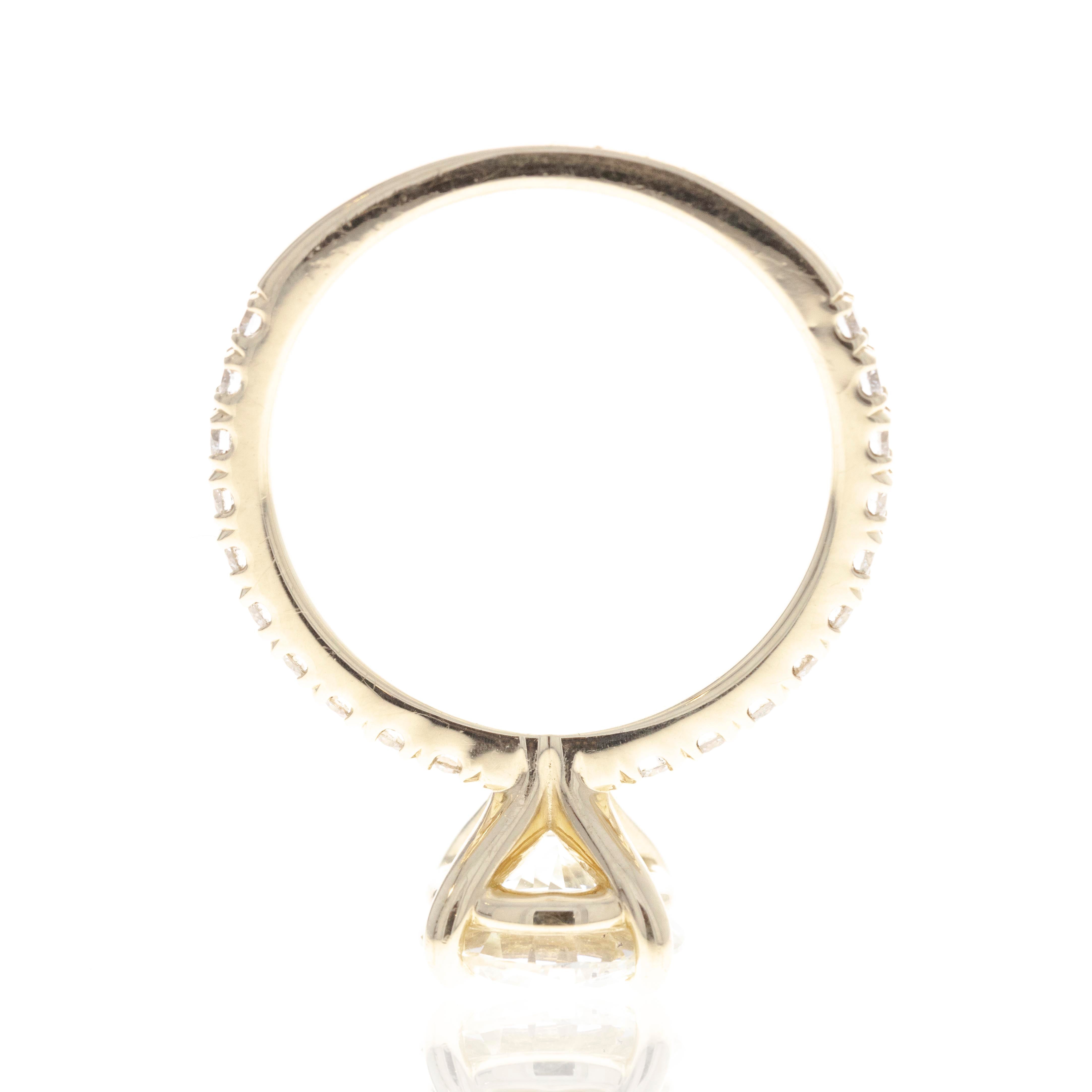 14K Yellow Gold 2.10 Carat Round Diamond Engagement Ring - Queen May