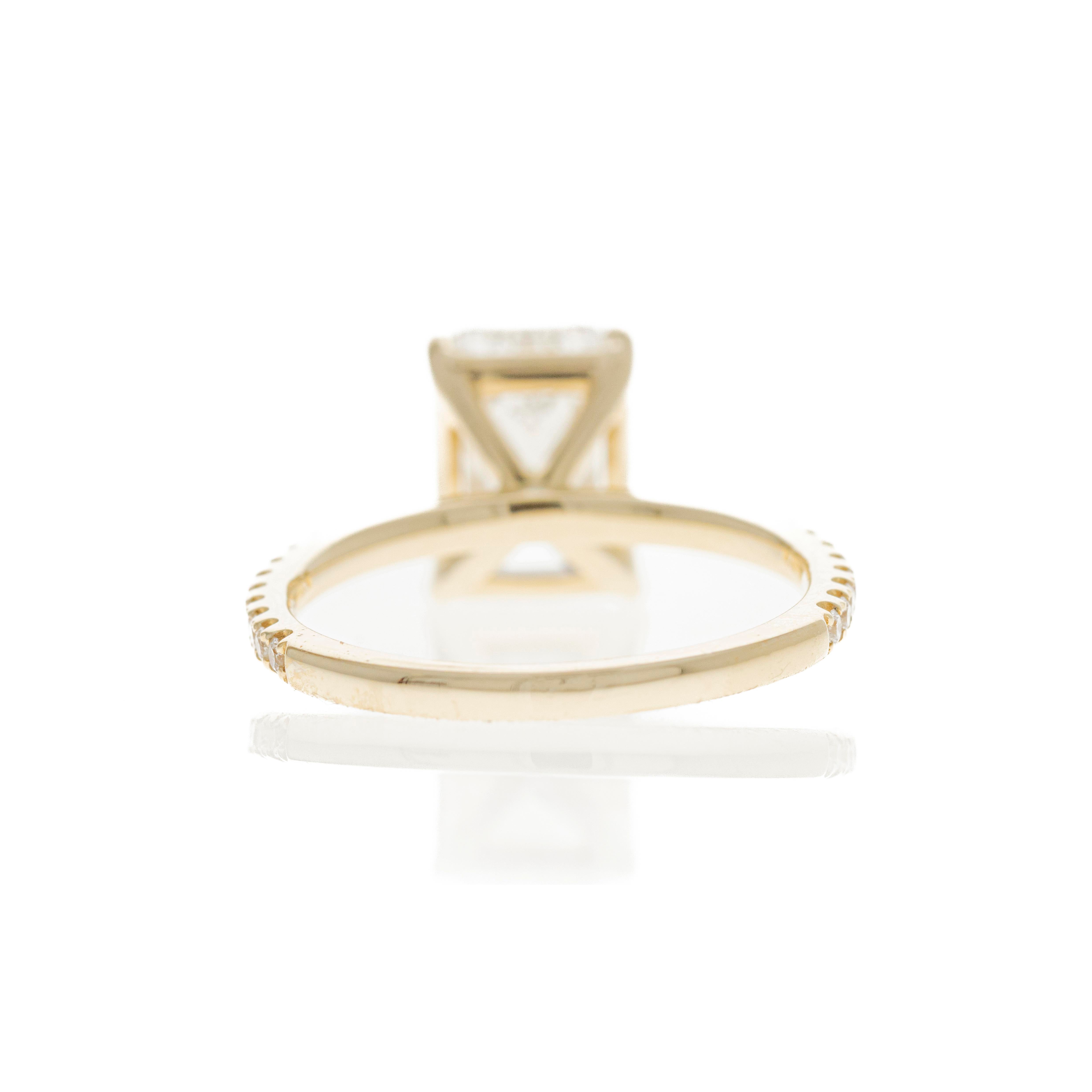 Lab Grown 3 Carat Emerald Diamond Accented Engagement Ring - Queen May