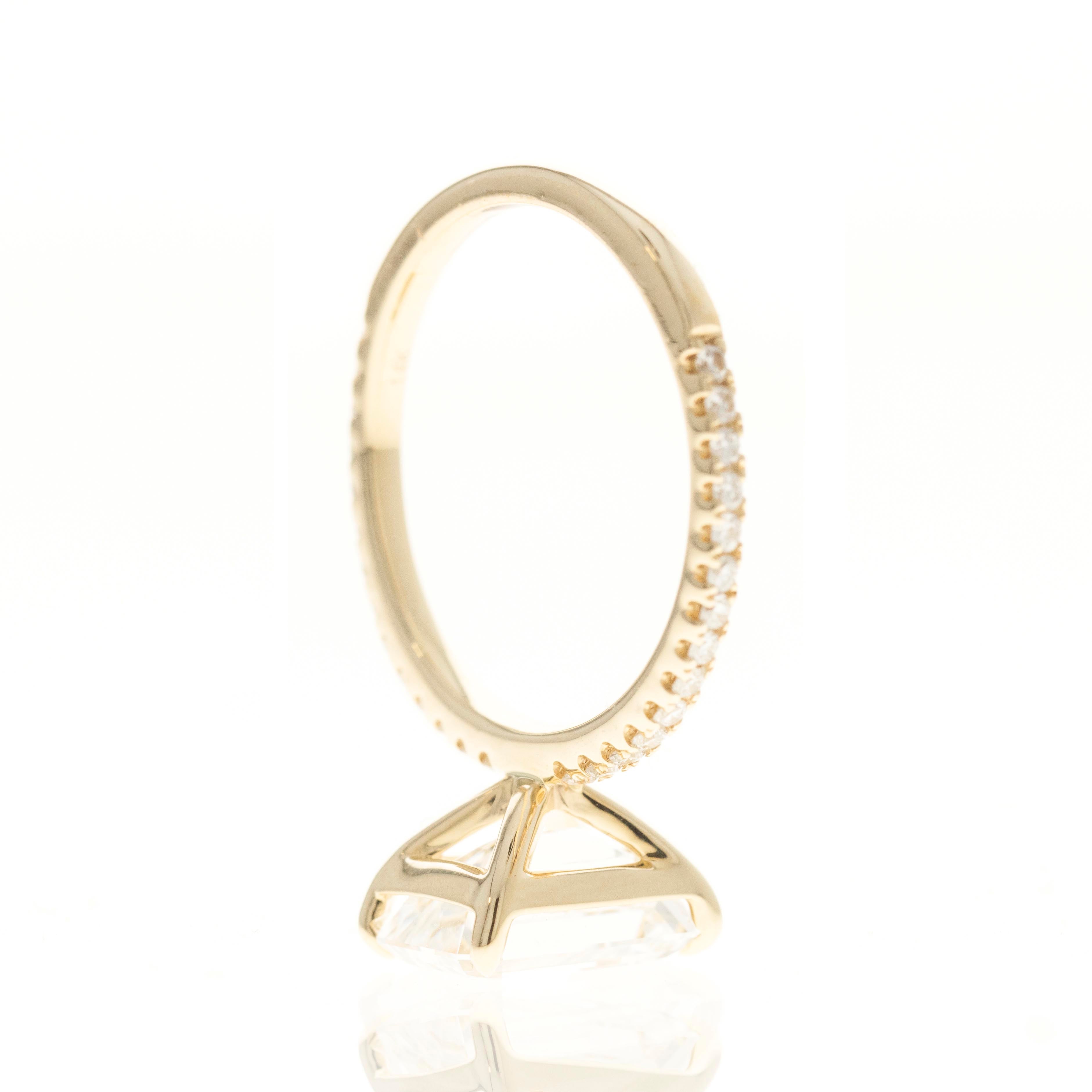 Lab Grown 3 Carat Emerald Diamond Accented Engagement Ring - Queen May