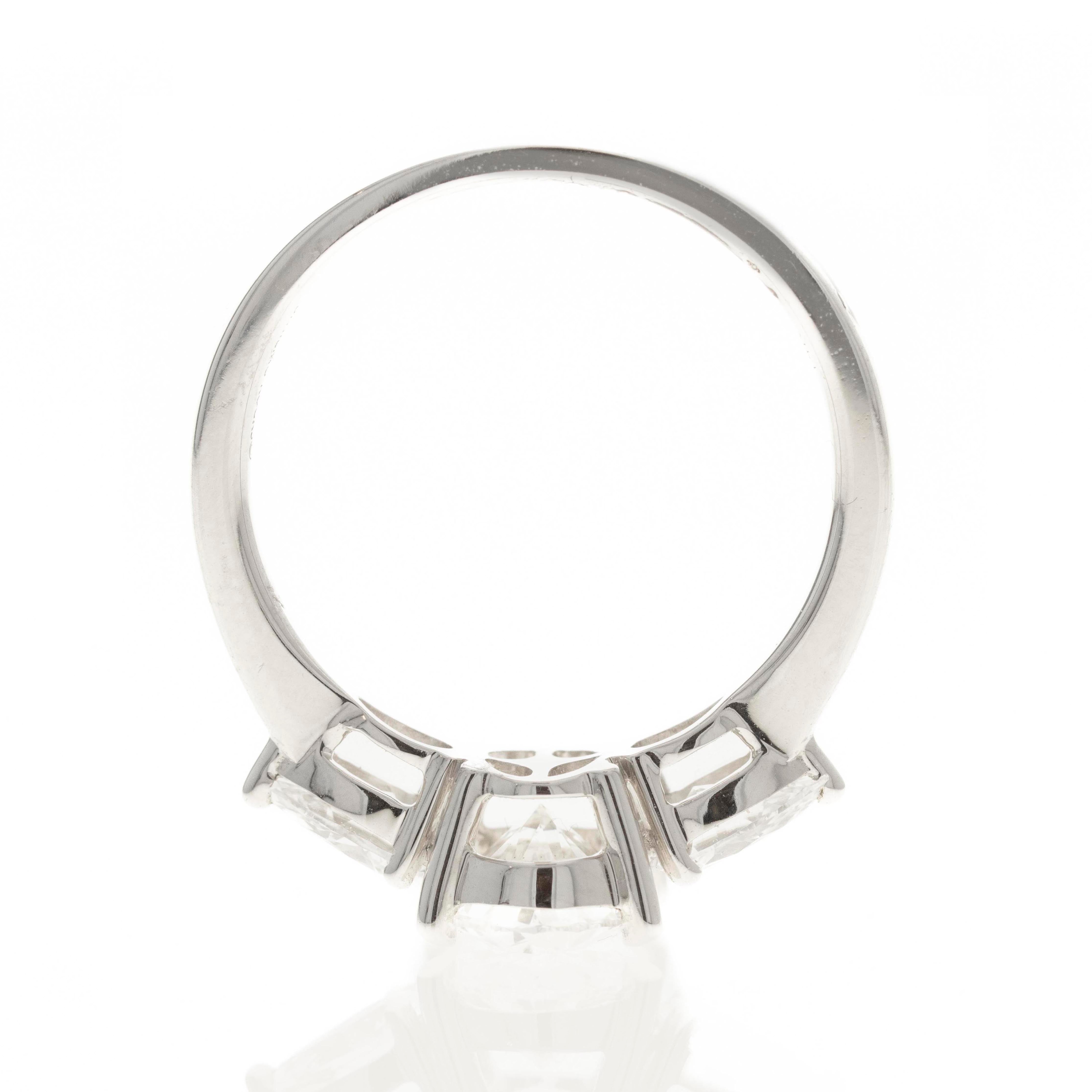 Lab Grown 1.5 Carat Oval Diamond Pear Three Stone Engagement Ring - Queen May