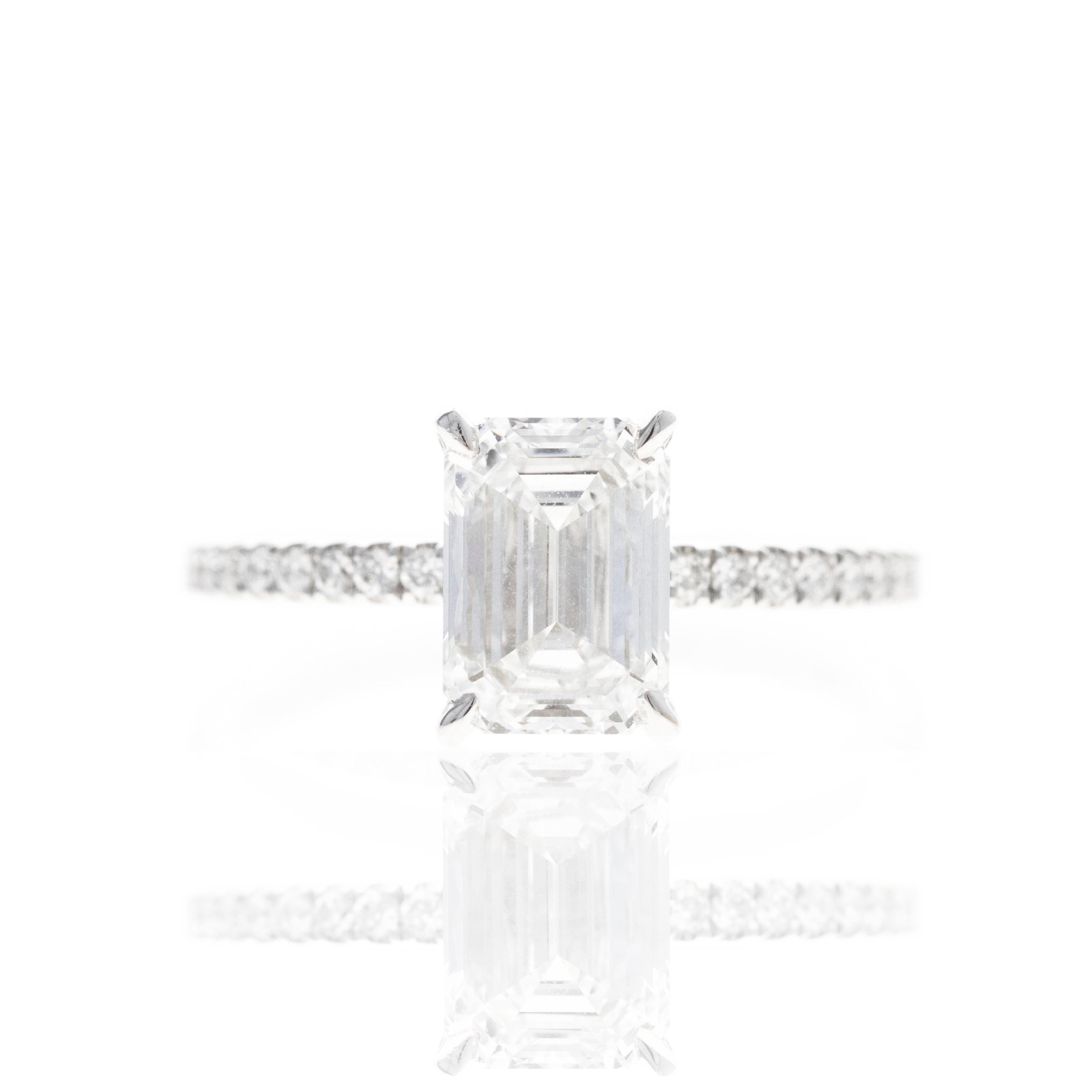 Lab Grown 2 Carat Emerald Diamond Accented Engagement Ring - Queen May