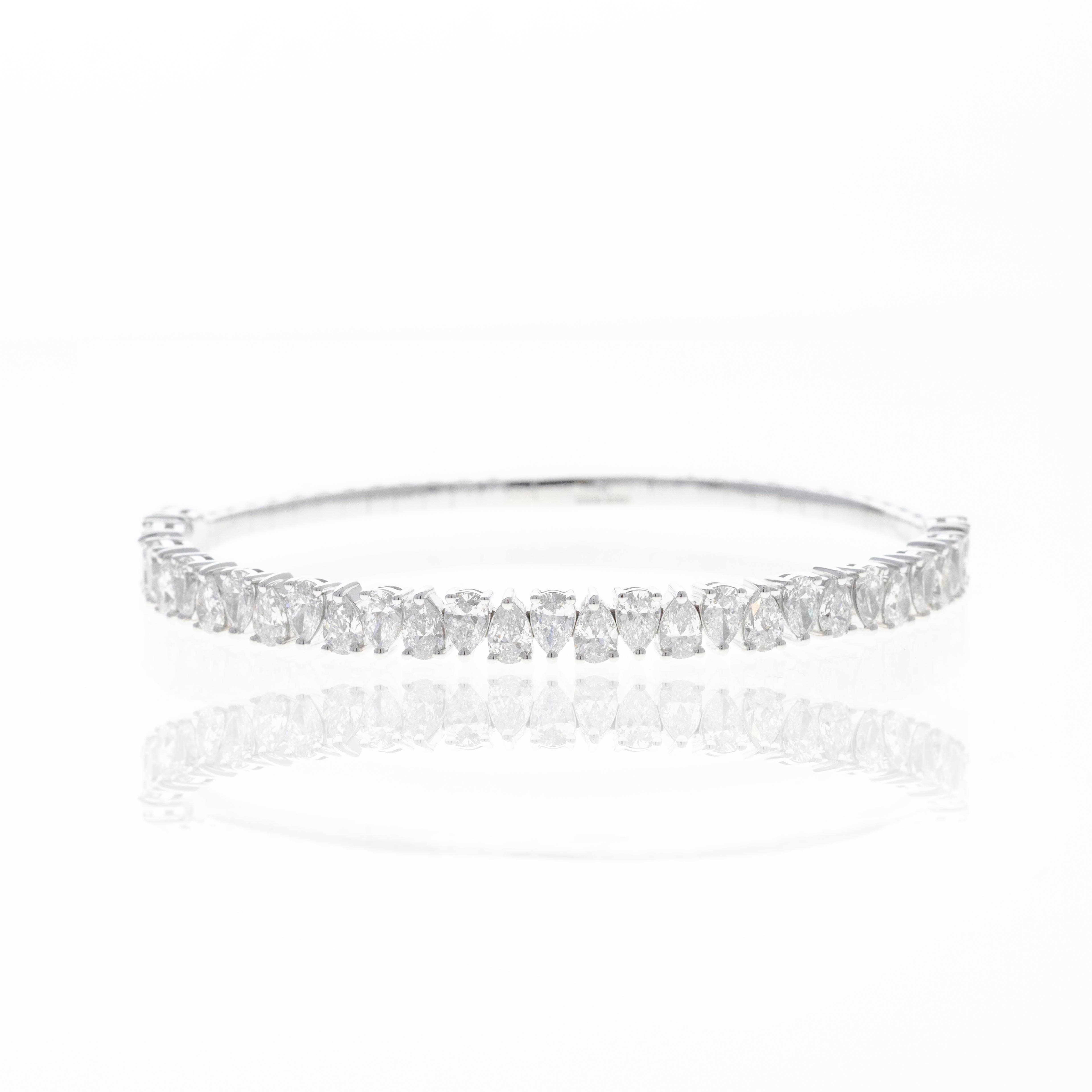 Lab Grown 6.4 Carat Pear Diamond Flexible Bangle - Queen May