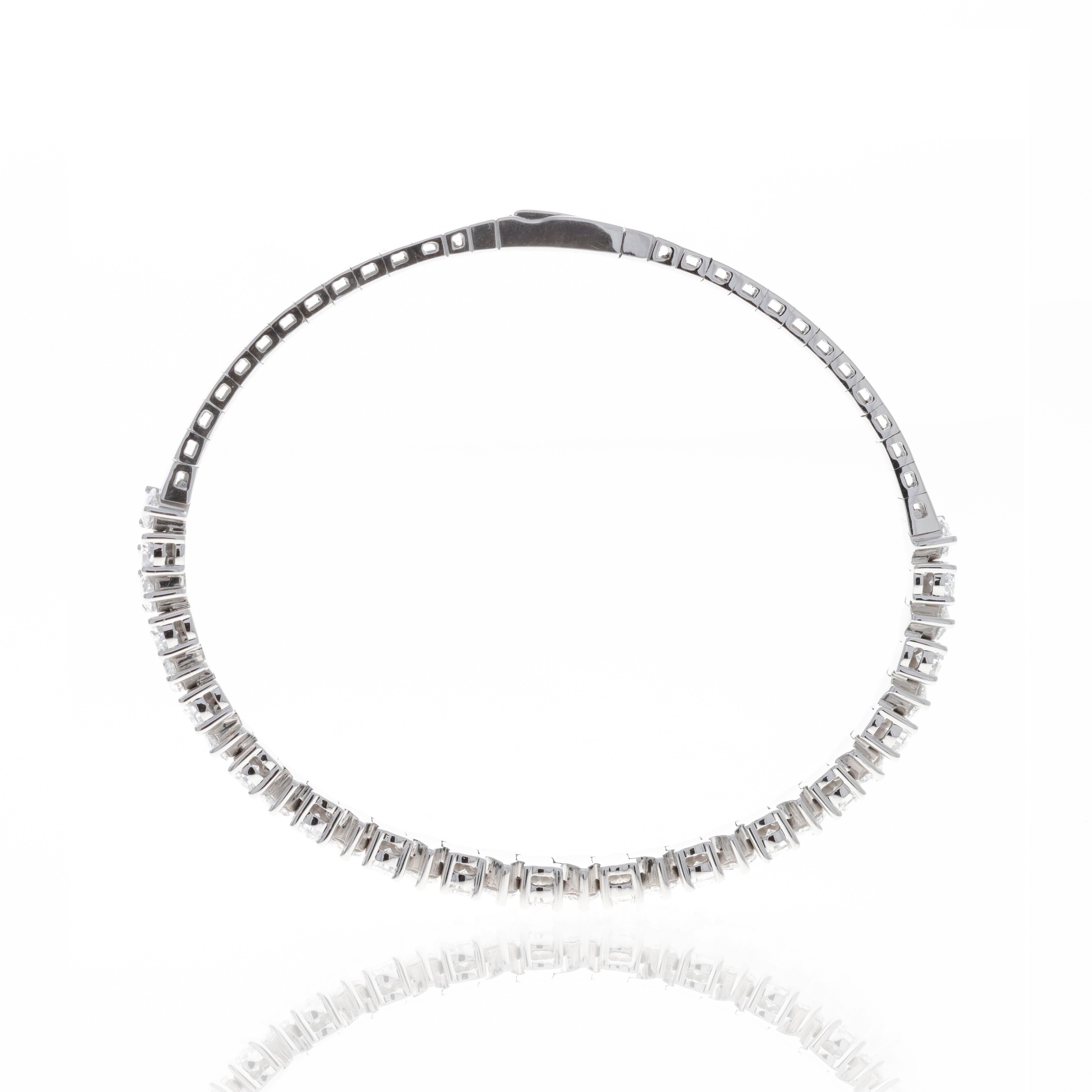 Lab Grown 6.4 Carat Pear Diamond Flexible Bangle - Queen May