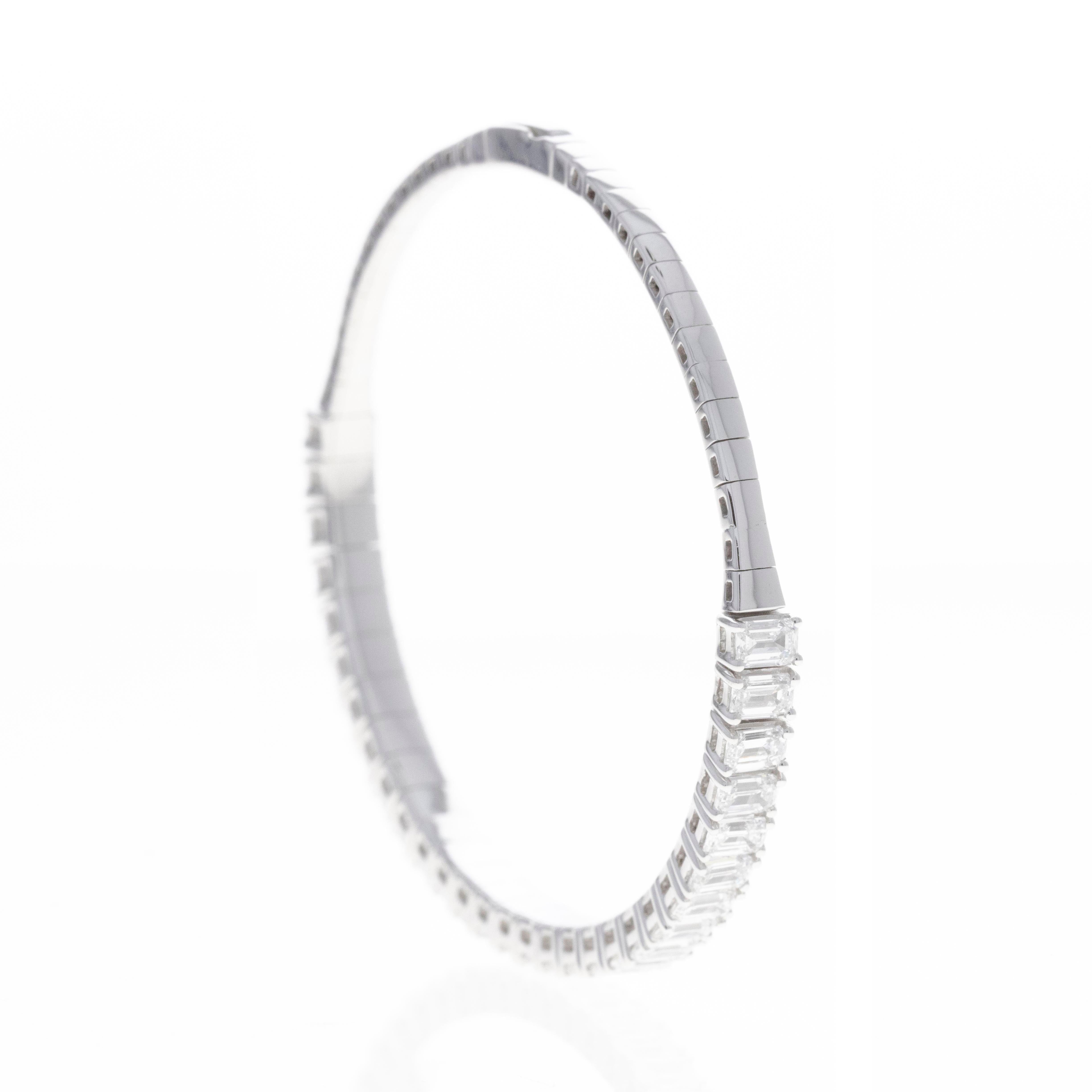 Lab Grown 7.3 Carat Emerald Diamond Flexible Bangle - Queen May