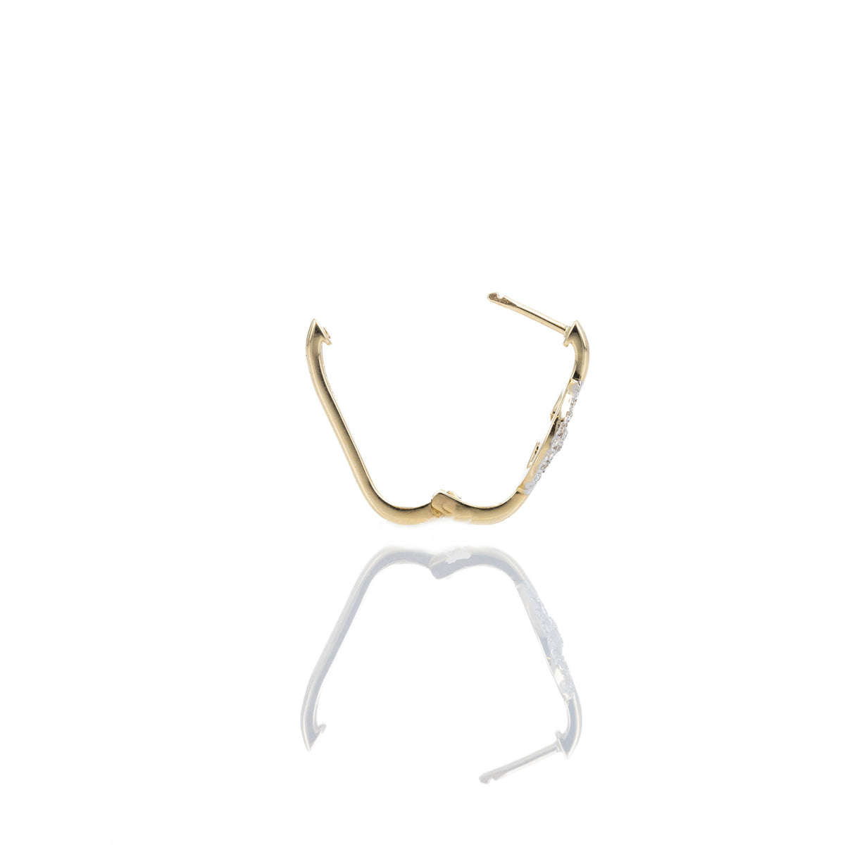 14K Yellow Gold 0.23 Carat Diamond Mariner Link Hoop Earrings - Queen May