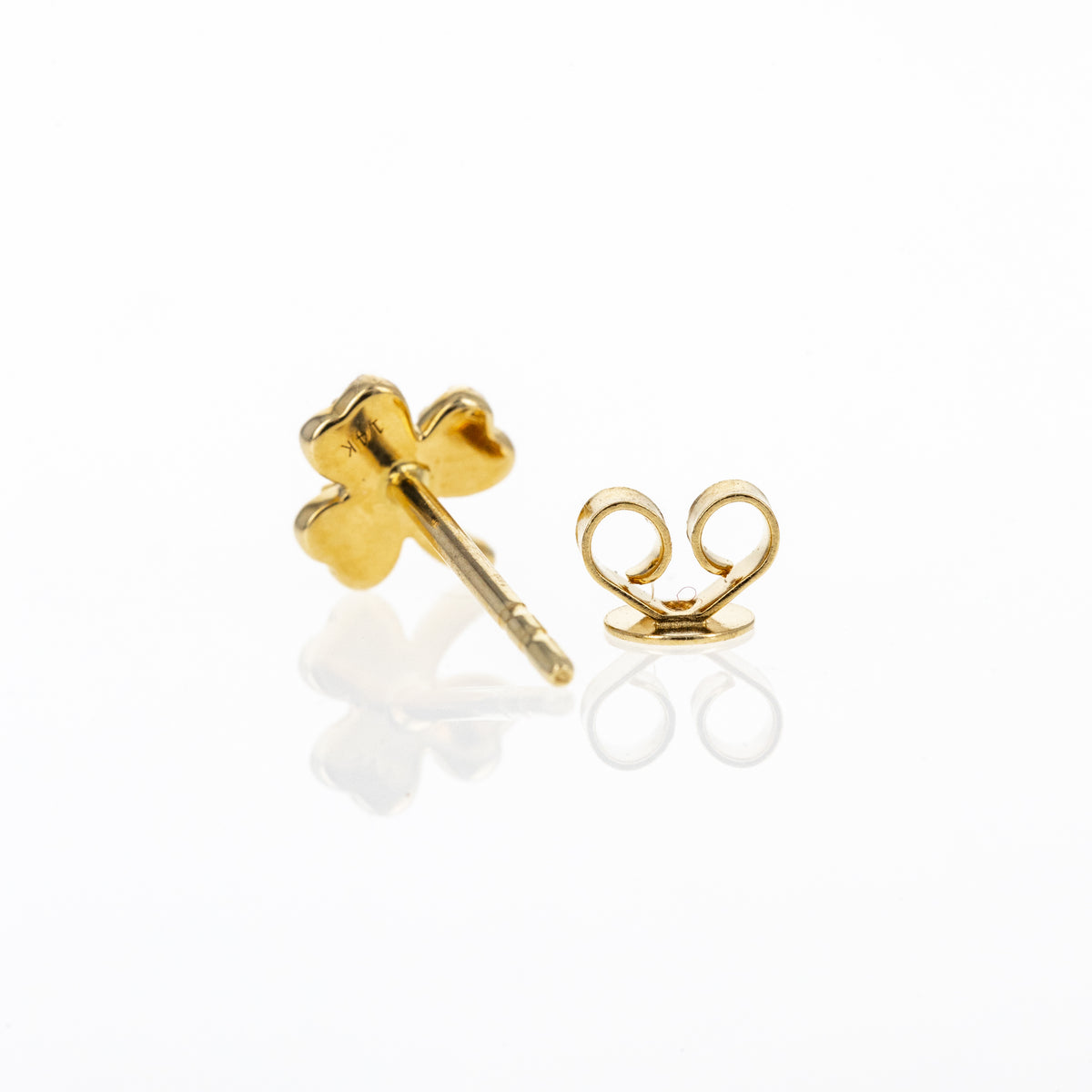 14K Yellow Gold 0.20 Carat Pink Sapphire Diamond Clover Stud Earrings - Queen May
